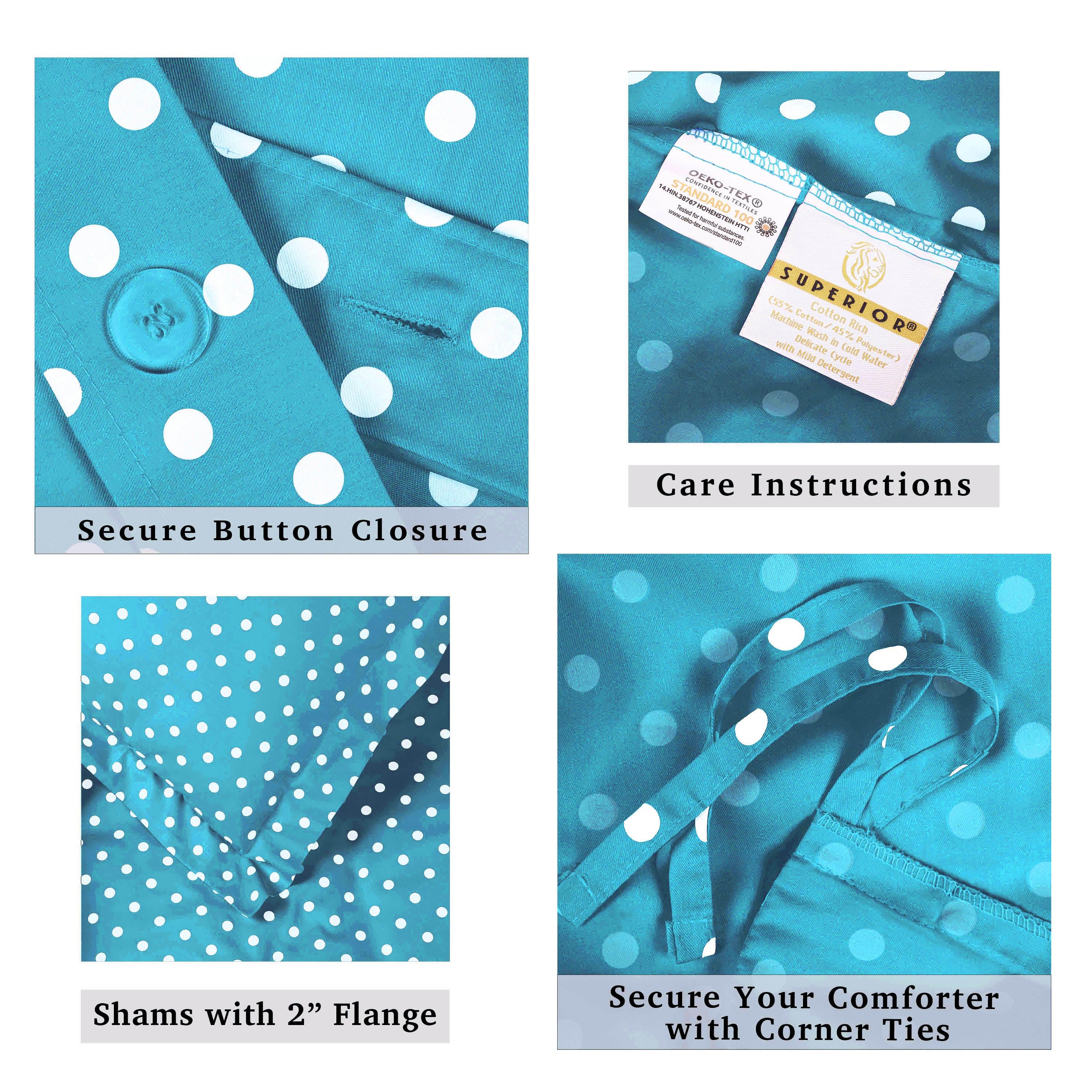 Premium 600 Thread Count Cotton Blend Polka Dot Duvet Cover Set - Soft & Breathable Bedding for Cozy Nights - Perfect for Master Bedroom, Guest Room & Dorm Decor