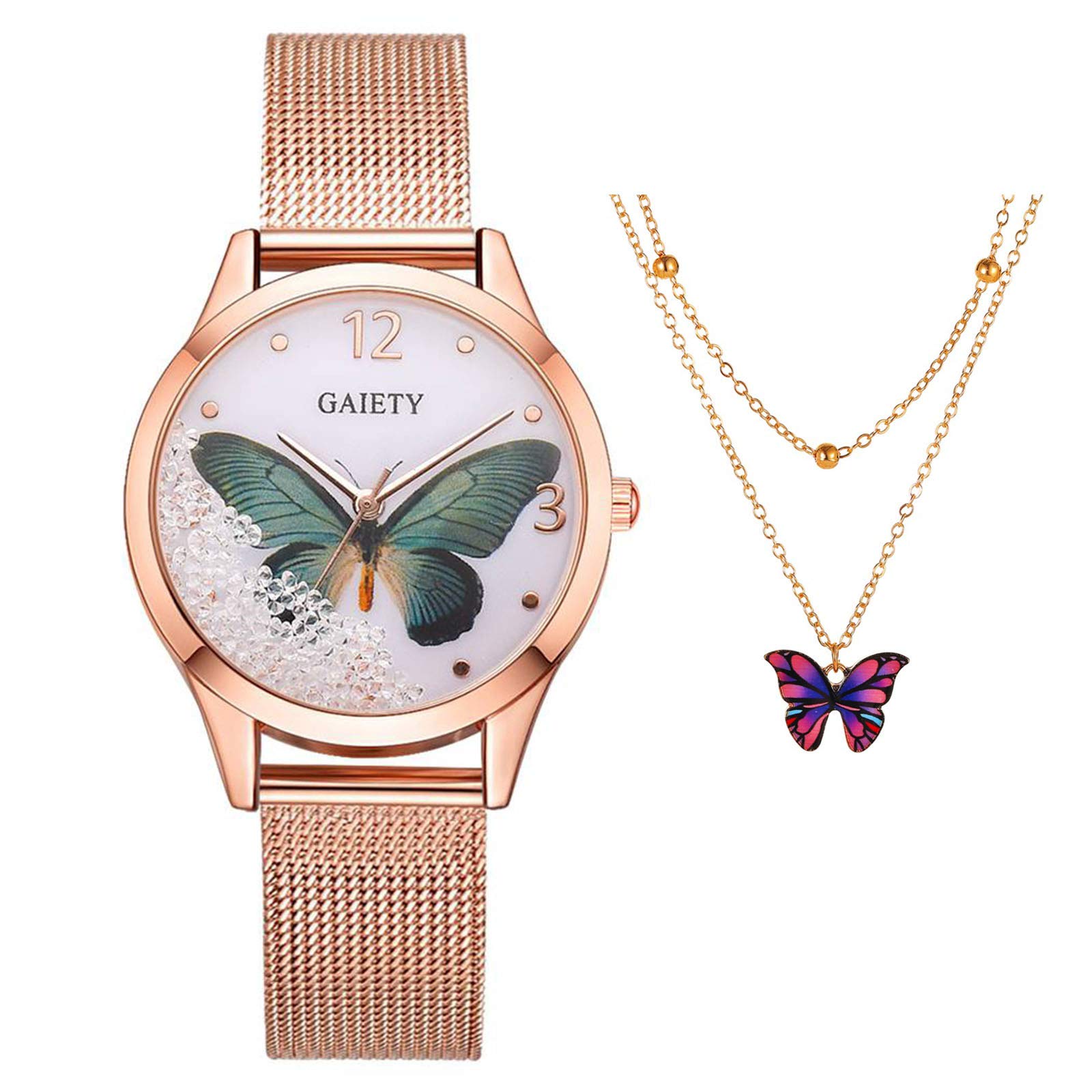Elegant Ladies Watch & Necklace Set - Quartz Jewelry for Business, Casual & Prom - Perfect Gift for Women (Black) | Ideal for Office, Parties & Special Occasions