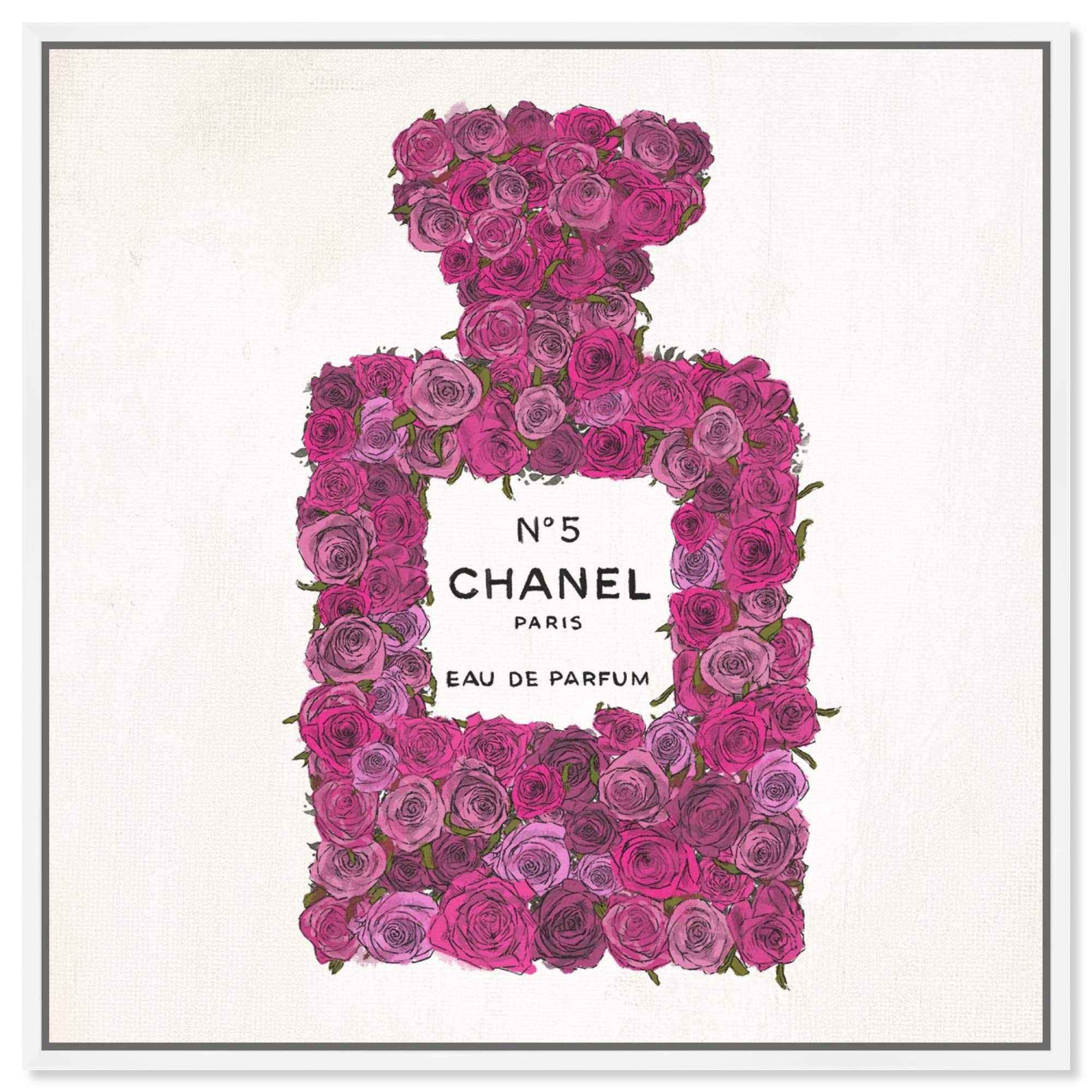 Oliver Gal Artist Co. 'Number 5 Rose' Perfume Fashion Wall Art - Elegant Framed Canvas Print for Home & Office Decor | Perfect for Living Room, Bedroom, or Luxury Gift