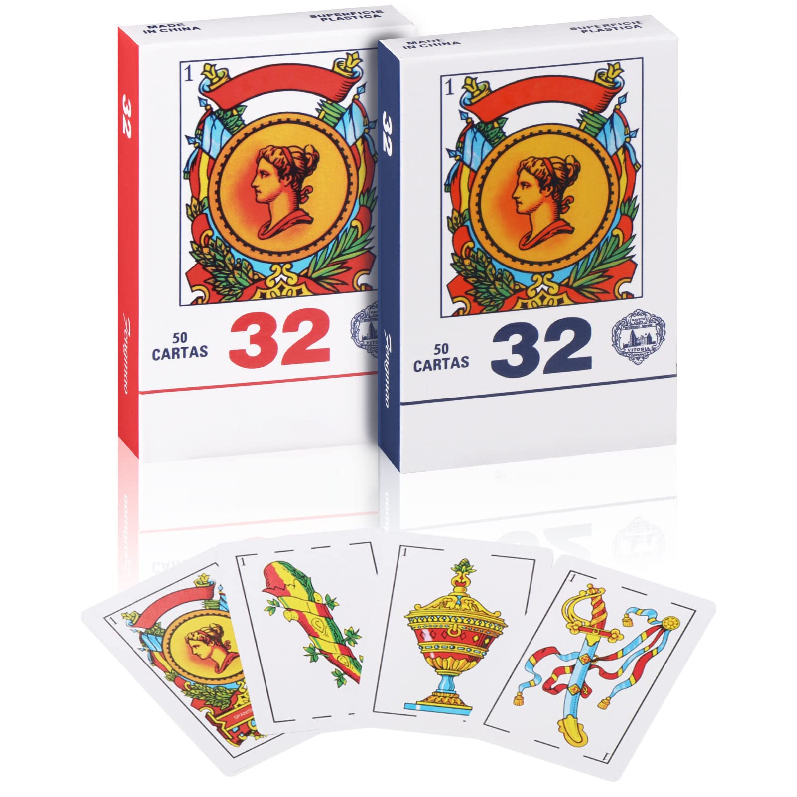 Original Spanish Playing Cards - Barajas Españolas Authentic Deck for Briscas & Mexican Card Games (Red & Blue) | Perfect for Family Game Nights, Travel & Cultural Entertainment