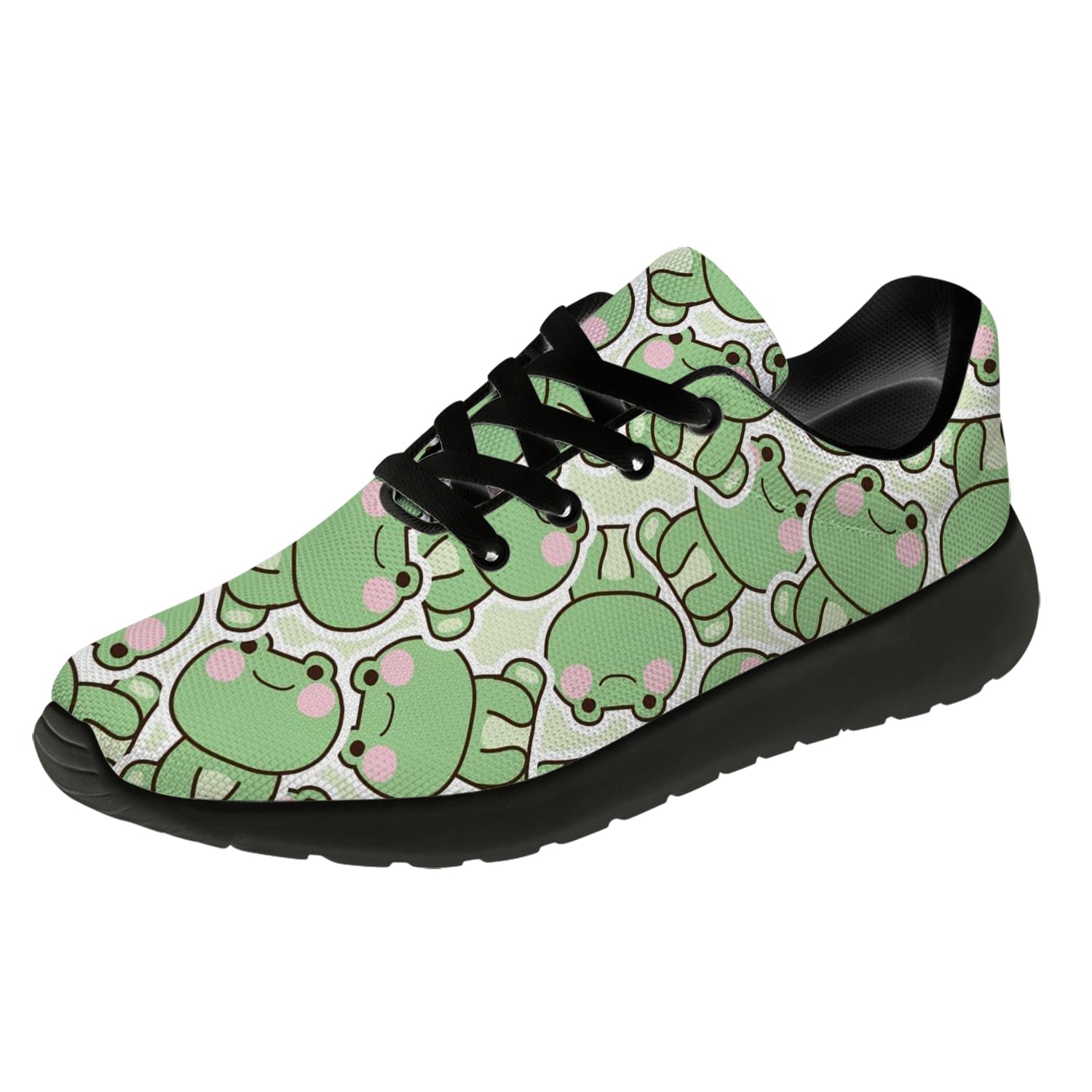 Women's Frog Print Tennis Walking Shoes - Cute Cartoon Green Running Sneakers for Ladies, Girls | US Size 11 Women/9.5 Men | Perfect for Casual Wear, Gym, Outdoor Activities & Gifts
