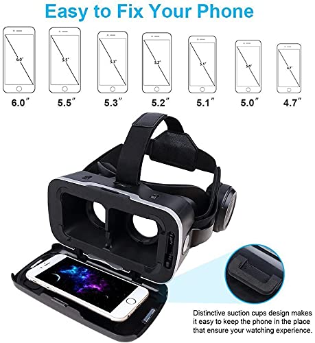 Virtual Reality VR Glasses for Gaming Console & Mobile - 3D Movie Headset with Remote Control - Perfect for Immersive Gaming, Movies & Virtual Experiences