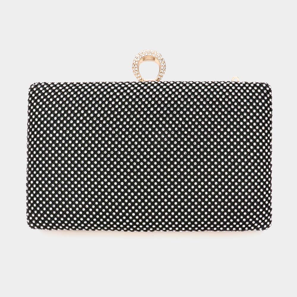 Stylish Black Bling Rectangle Evening Clutch Crossbody Bag for Women - Perfect for Parties, Weddings & Night Out Accessories