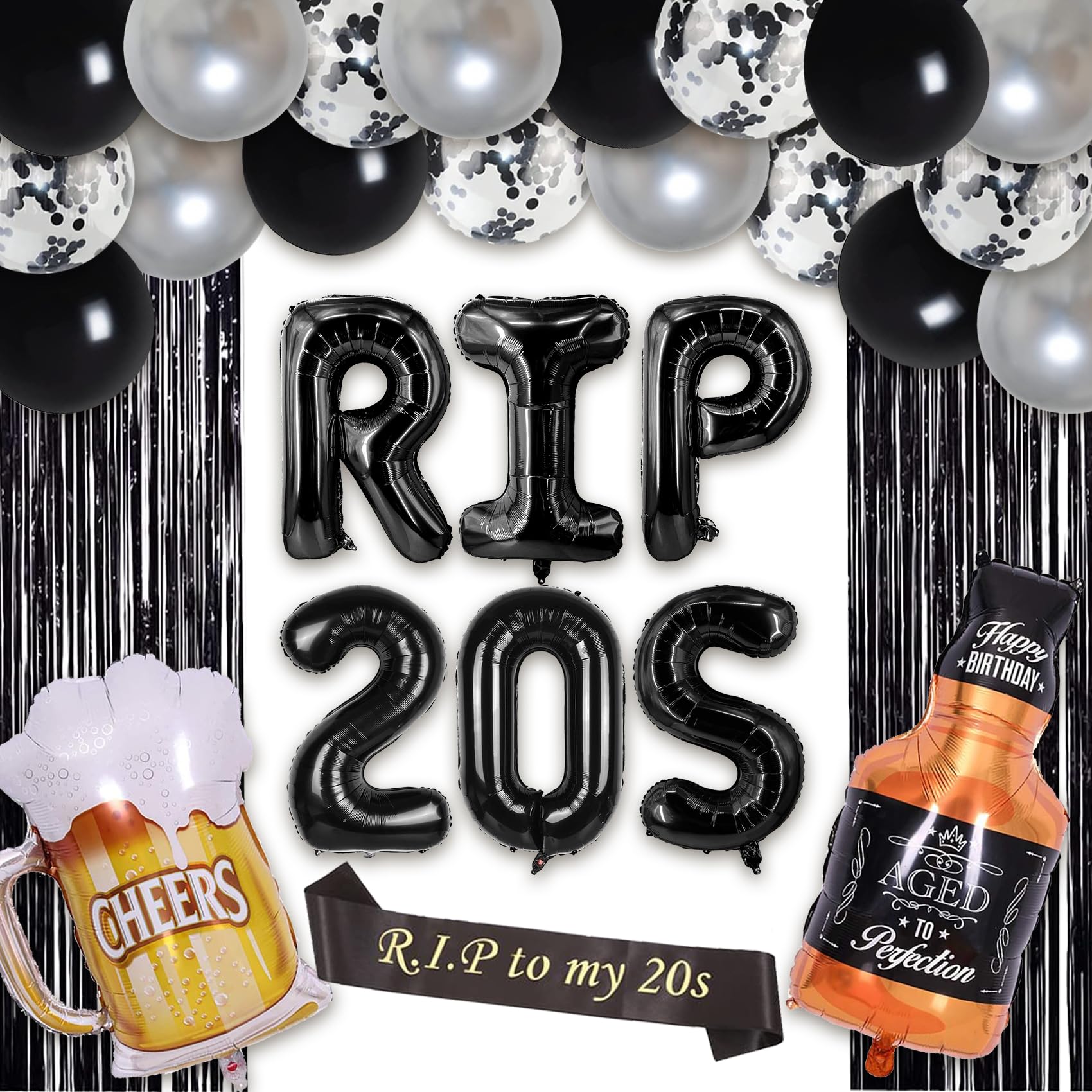 Funny 30th Birthday Decorations - RIP 20s Balloon Set for Women & Men - Death to My 20s Party Supplies - Perfect for 30th Birthday Parties, Milestone Celebrations & Funny Adult Birthday Themes