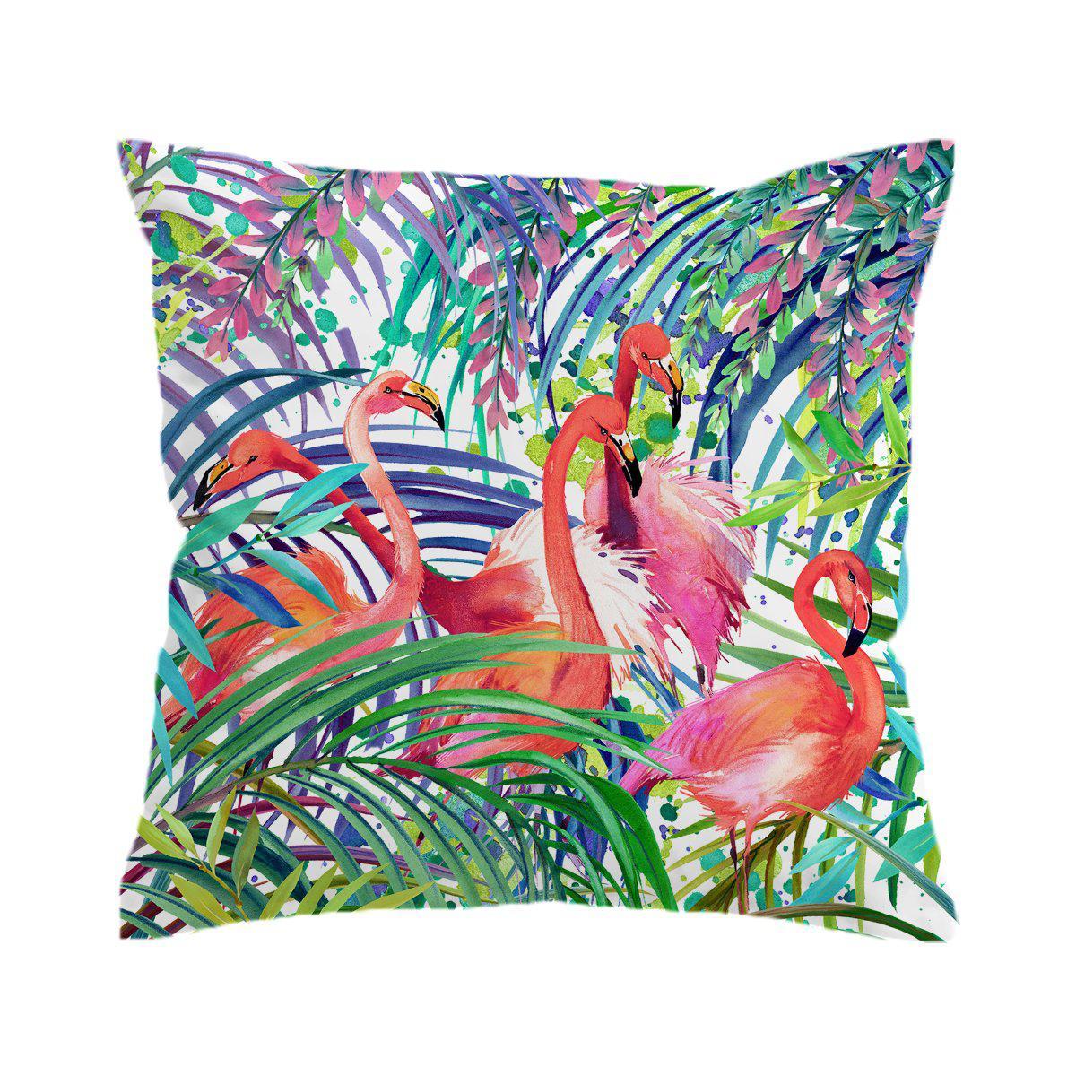 Flamingo Passion Pillow Cover - Tropical Pink Flamingo Printed Decorative Cushion Case for Living Room, Bedroom, and Outdoor Decor - 18x18 Inches
