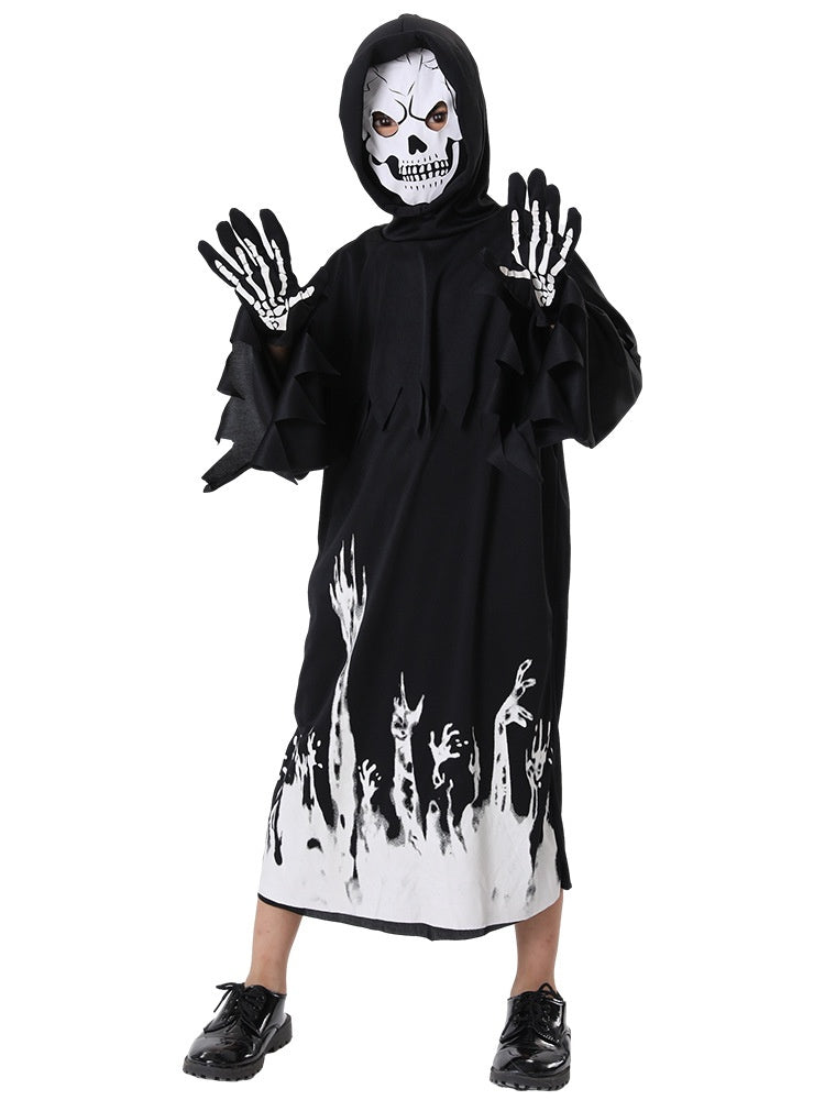 Glow in the Dark Halloween Death Costume - Scary Skeleton Outfit for Adults & Teens - Perfect for Halloween Parties, Haunted Houses & Cosplay Events