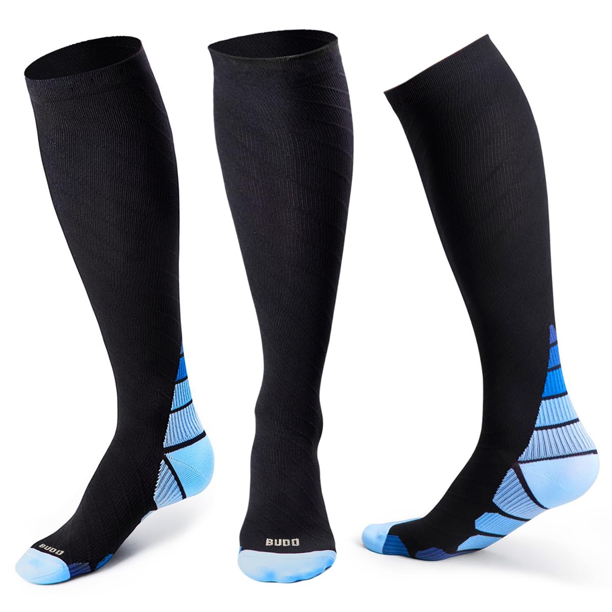 BUDD Unisex Compression Socks for Women & Men - 360 Relief, Functional & Comfortable - Ideal for Travel, Running, Flying & Medical Use - Size L - Perfect for Long Flights, Workouts & Varicose Vein Support