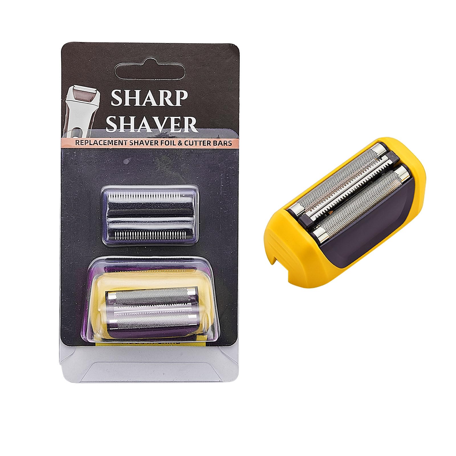 2Pcs Shaver Replacement Foils & Cutters with Head - Compatible with Wahl 7061 Series - Yellow - Perfect for Home, Travel & Professional Grooming
