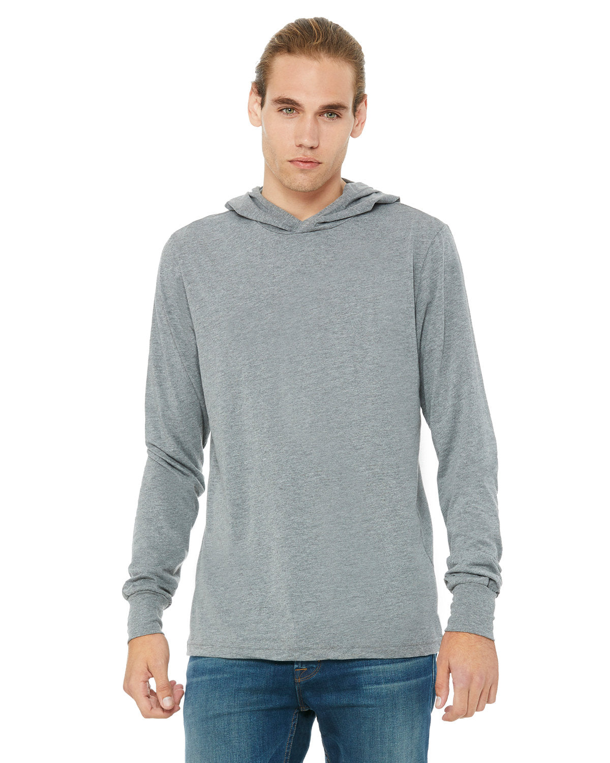 Bella + Canvas 3512 Unisex Jersey Long Sleeve Hoodie - Soft Cotton Pullover for Men & Women - Perfect for Casual Wear, Gym, and Outdoor Activities