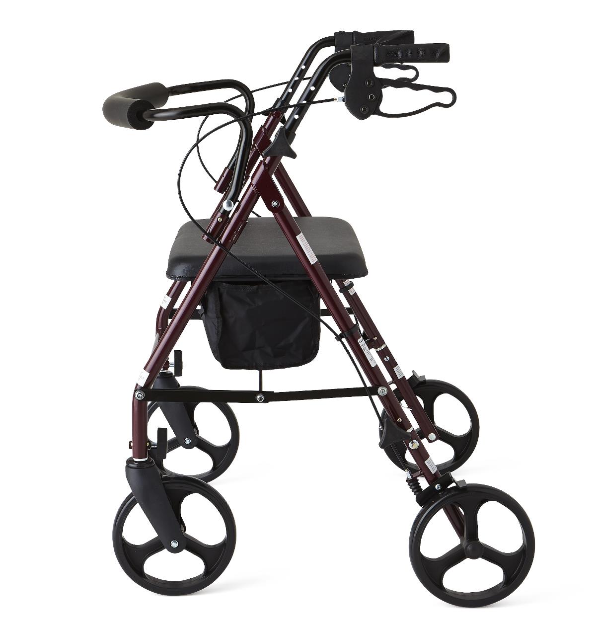Medline Extra Wide Bariatric Heavy Duty Rollator Walker with Seat - Mobility Aid for Adults & Seniors, 500 lb Weight Capacity - Ideal for Indoor & Outdoor Use, Travel, Shopping & Rehabilitation