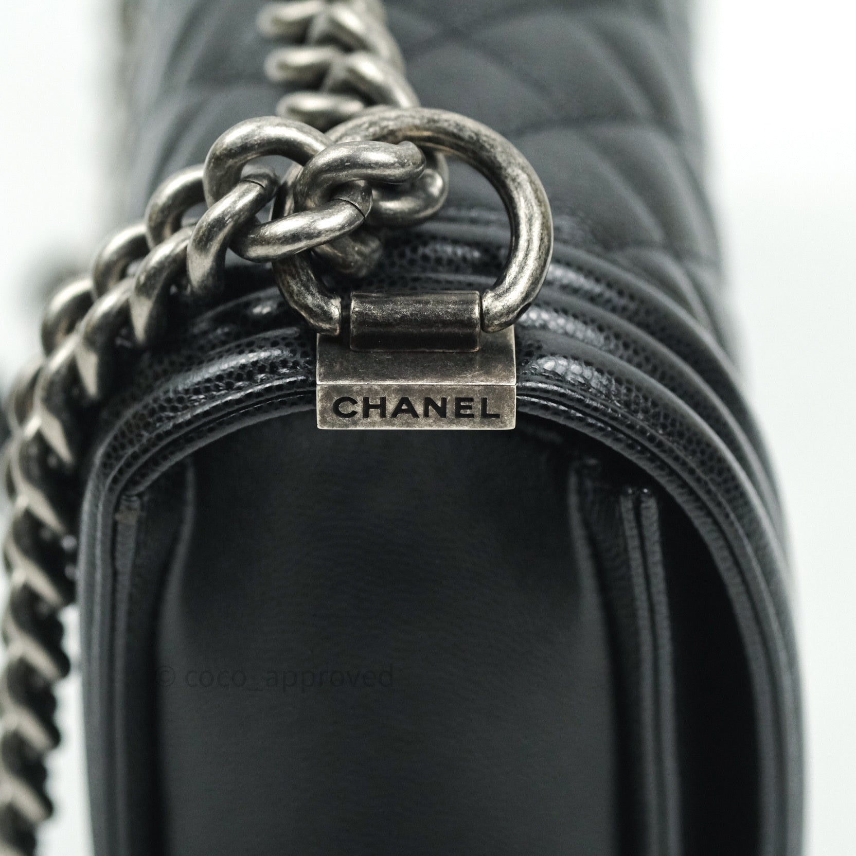 Chanel Boy Quilted Medium Handbag in Black Caviar Leather with Ruthenium Hardware - Perfect for Evening Events & Luxury Fashion Accessories