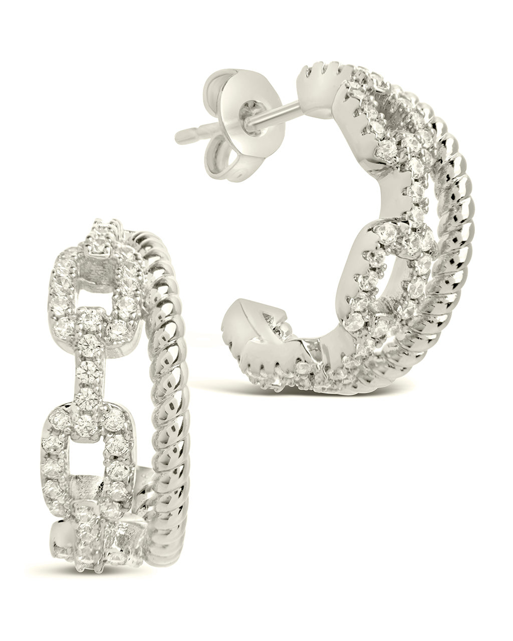 CZ Chain Link Hoop Earrings for Women - Gold Rope Design Dangle Earrings | Trendy Fashion Jewelry for Party, Date Night & Everyday Wear