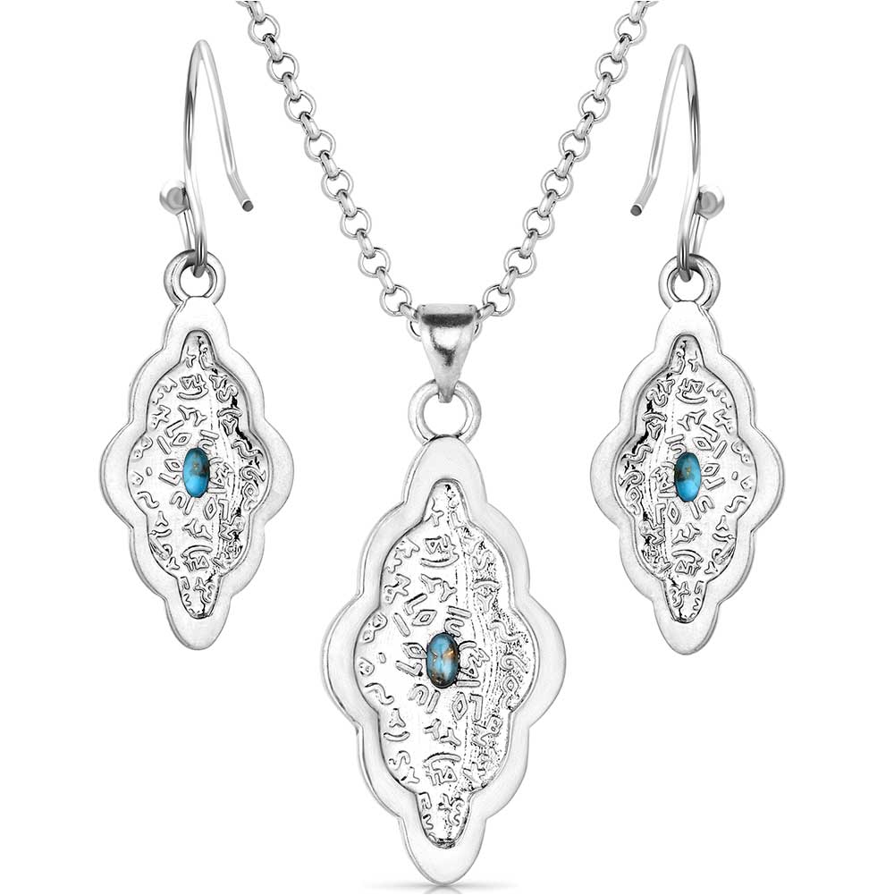 Montana Skies Turquoise Jewelry Set - Handmade Sterling Silver Necklace & Earrings - Southwest Style Accessories for Women - Perfect for Boho Fashion, Gift Giving & Special Occasions