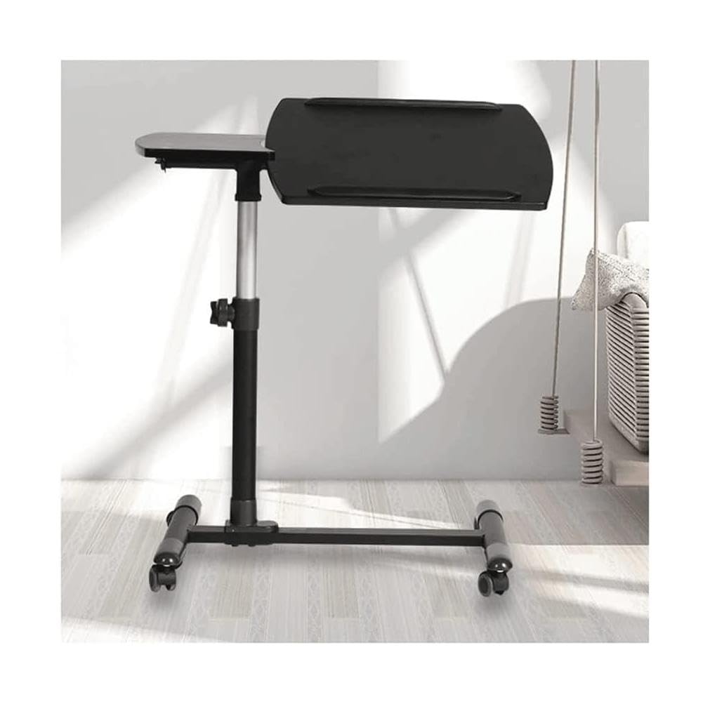 Adjustable Overbed Table with Tilt Top & Locking Casters - Portable Rolling Laptop Desk with Steel Frame | Perfect for Hospital Beds, Home Office & Nursing Care