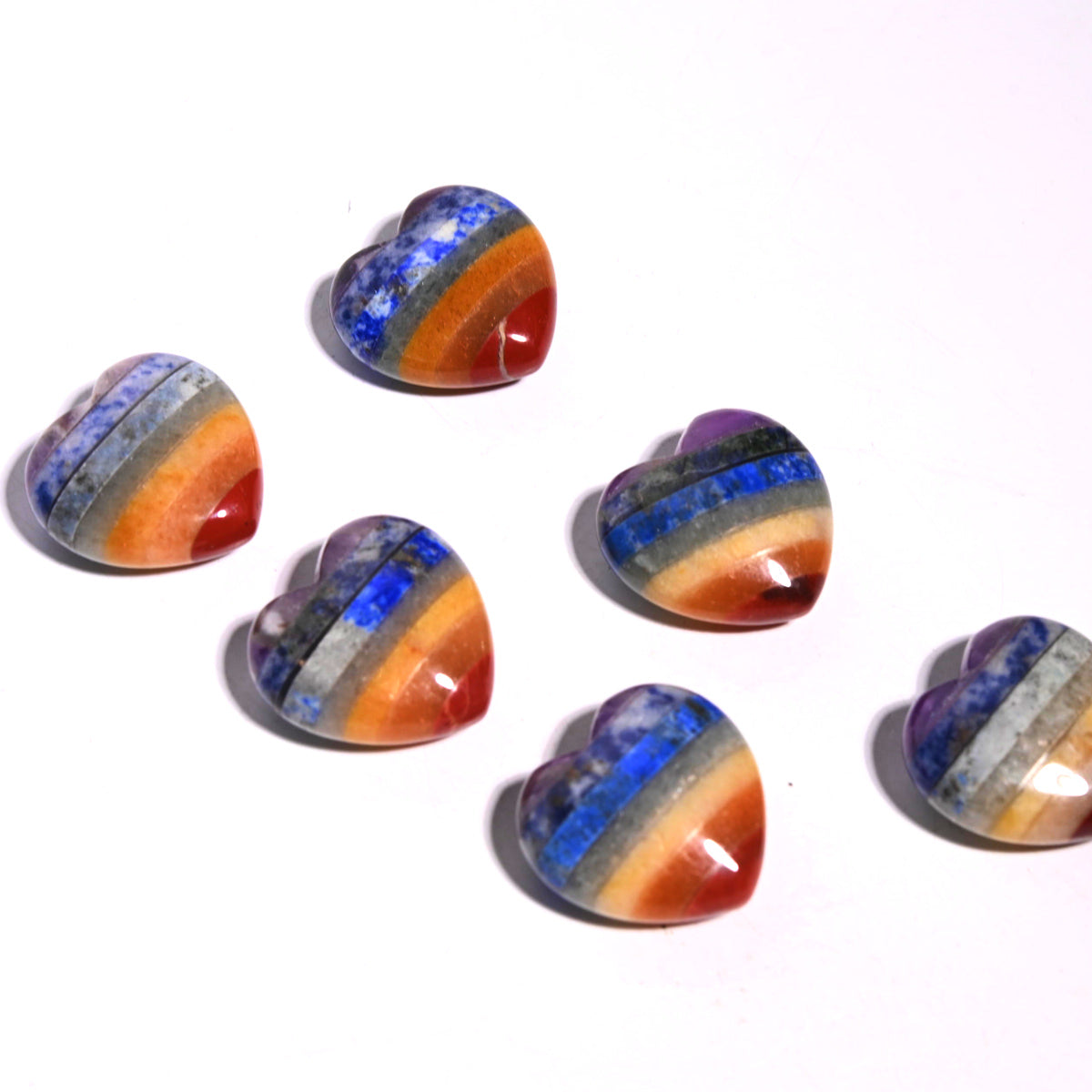 7 Chakra Crystal Heart Stone Set - Healing Energy Stones for Meditation, Reiki & Spiritual Balance - Perfect for Yoga, Home Decor & Gifts