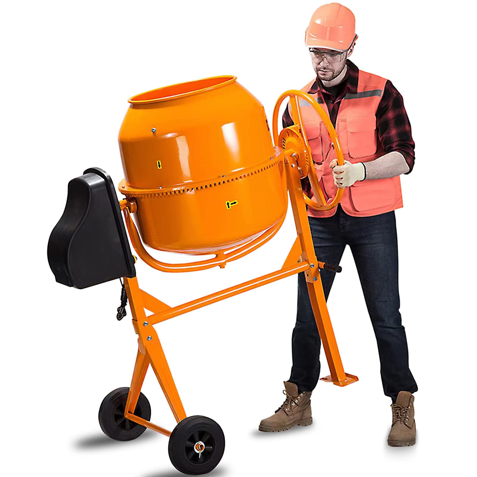 5 Cu Ft Electric Cement Mixer | 2/3 HP Portable Concrete Mixer Machine | 140L Wheelbarrow Mixing Tool for Stucco & Mortar (Steel Construction) | Perfect for DIY Projects, Home Renovations & Small Construction Jobs