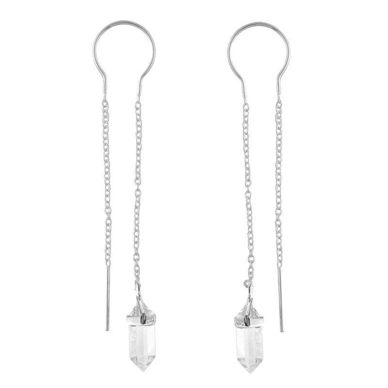 Starlight Crystal Clear Quartz Threader Earrings - Dainty & Elegant Jewelry for Women | Perfect for Everyday Wear, Parties & Gifts