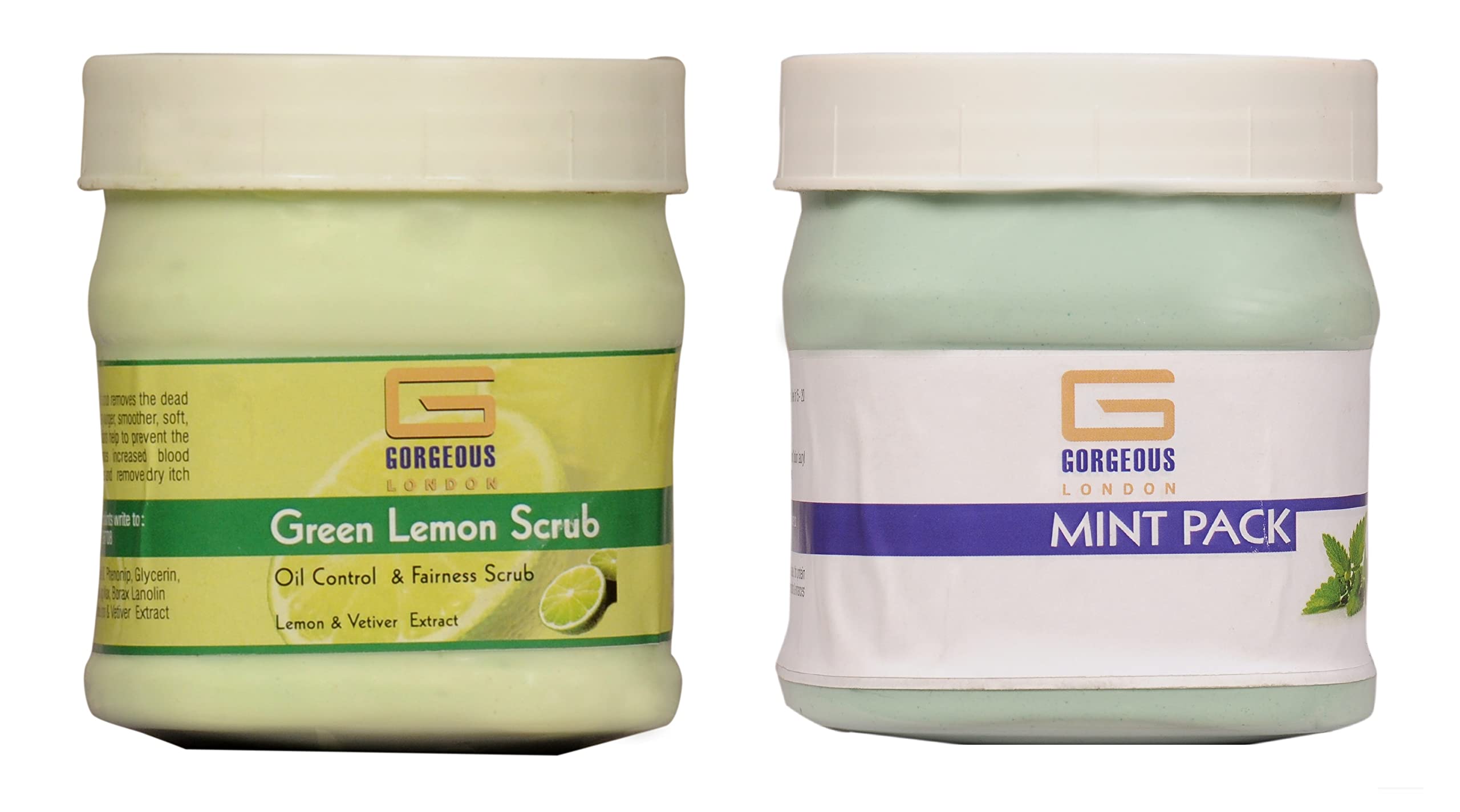 London Green Lemon Scrub & Mint Pack Combo - 2 Pack (450ml Each) | Exfoliating & Refreshing Face & Body Care for Glowing Skin