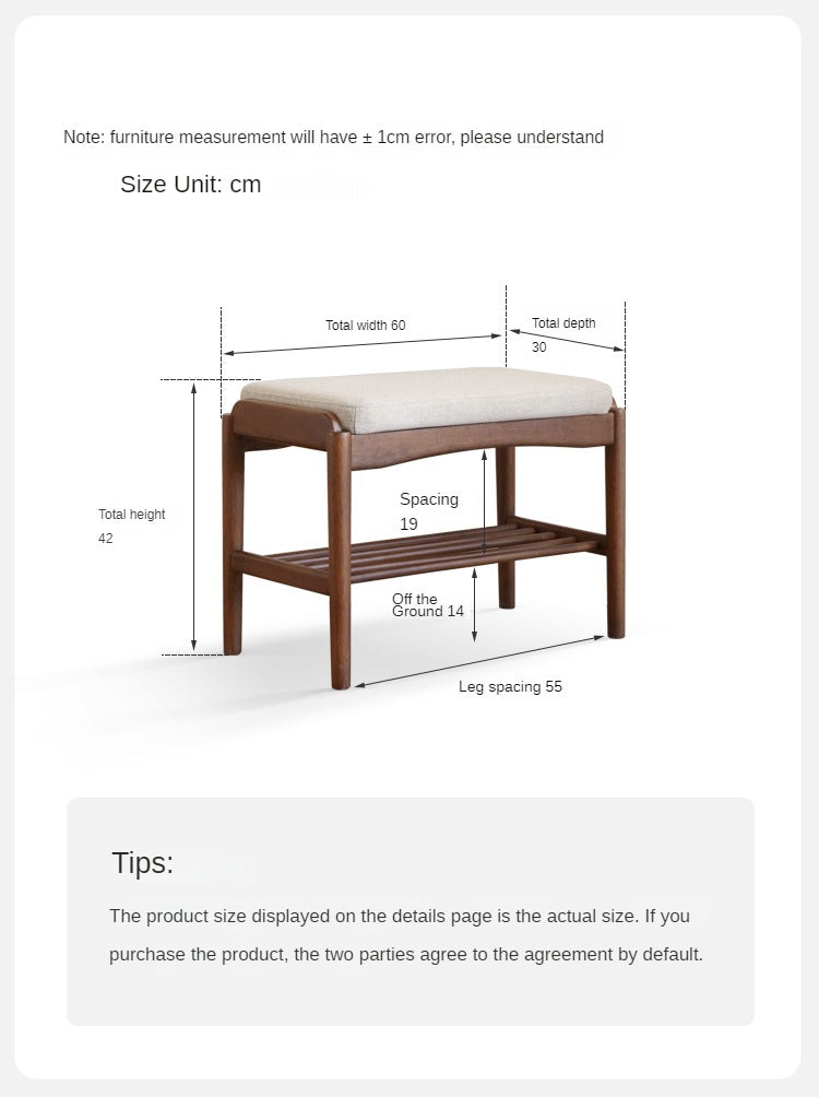 Solid Black Walnut Wood Shoe Bench - Durable Entryway Stool for Shoe Changing & Home Decor | Perfect for Hallway, Bedroom & Mudroom Organization