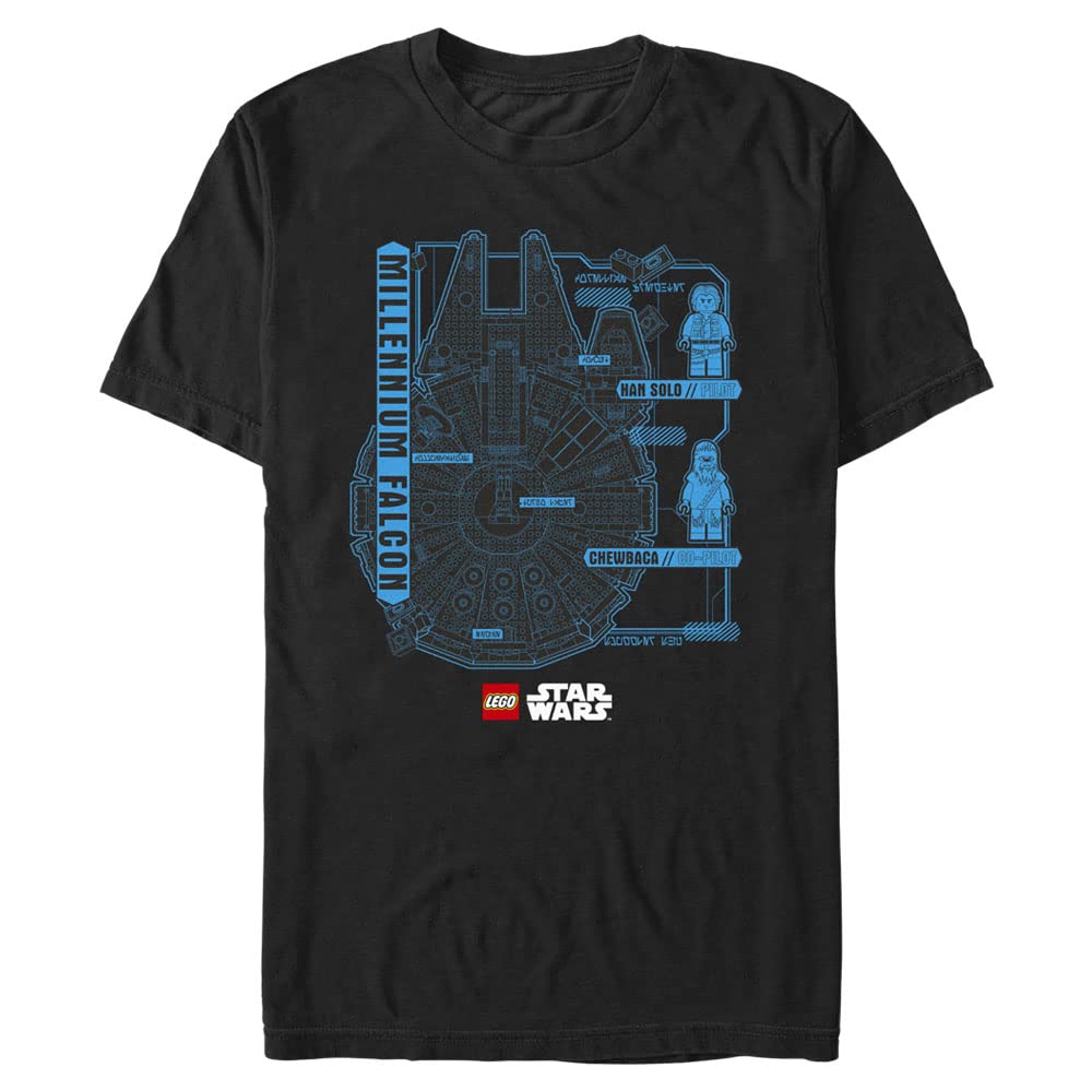 Lego Star Wars Millennium Falcon Graphic T-Shirt for Men - Short Sleeve Casual Tee - Perfect for Cosplay, Gaming Events & Everyday Wear