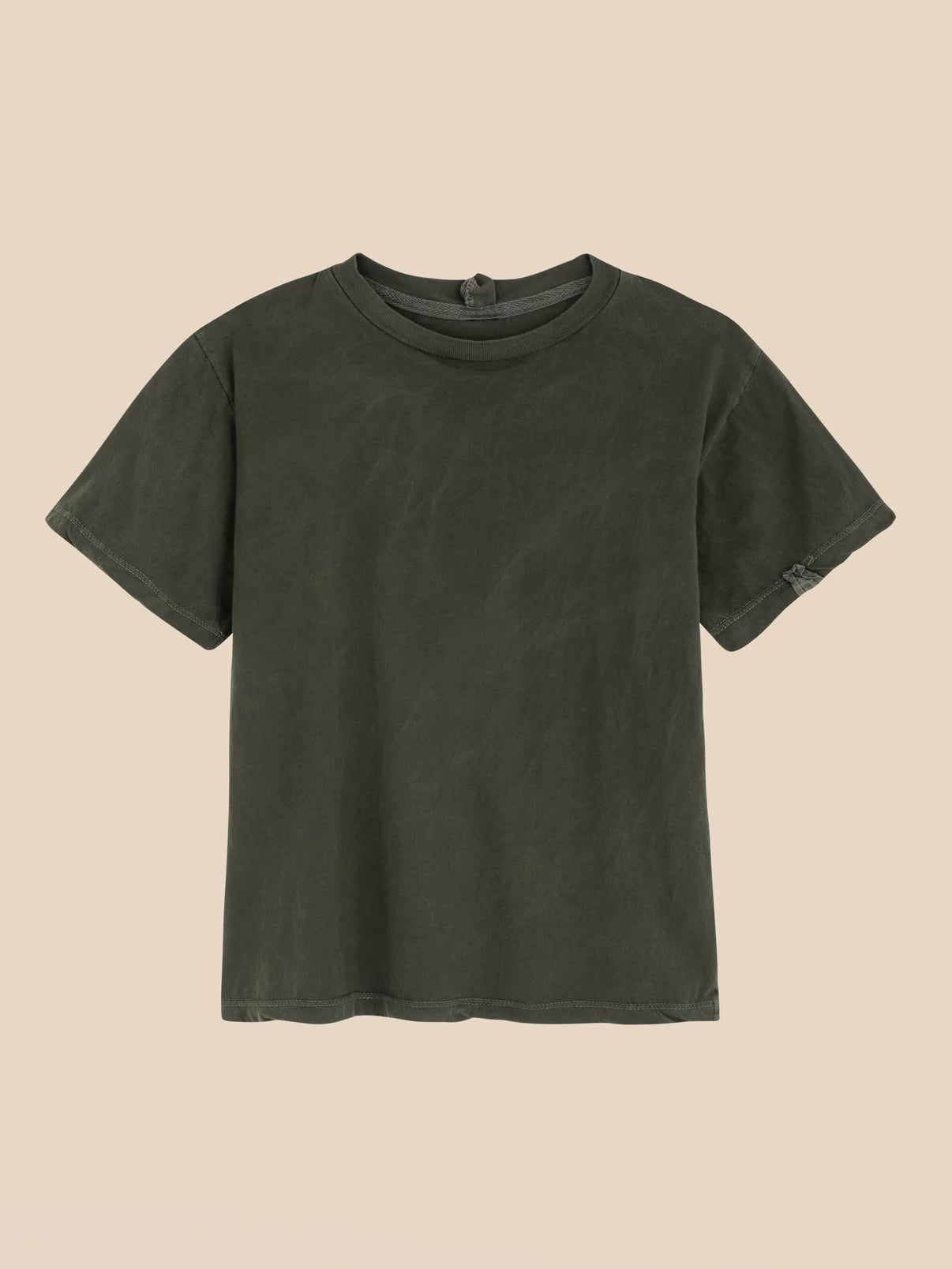Vintage 90s Clean Cotton T-Shirt in Army Green - Soft Retro Style for Casual Wear & Street Fashion