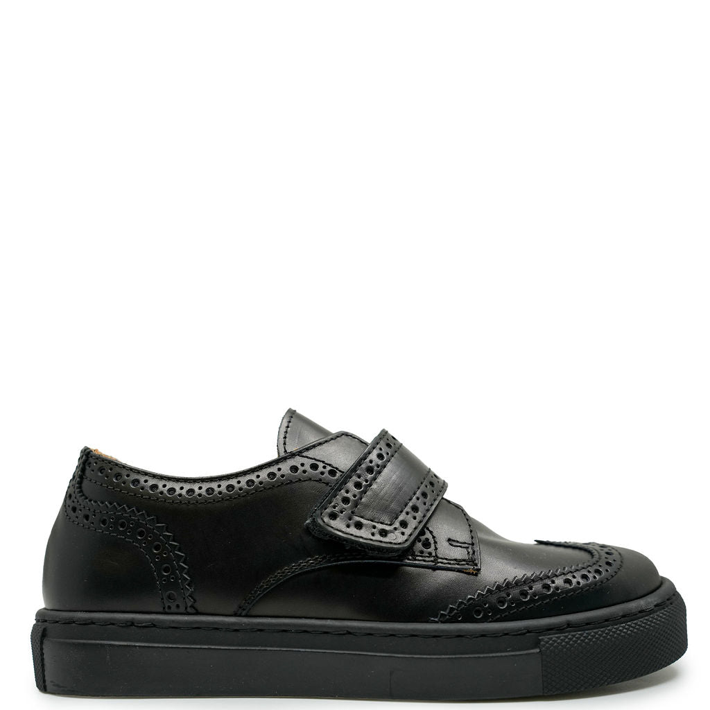 Rondinella Black Velcro Wingtip Dress Sneakers for Men - Comfortable Casual & Formal Shoes for Work, Office, and Everyday Wear