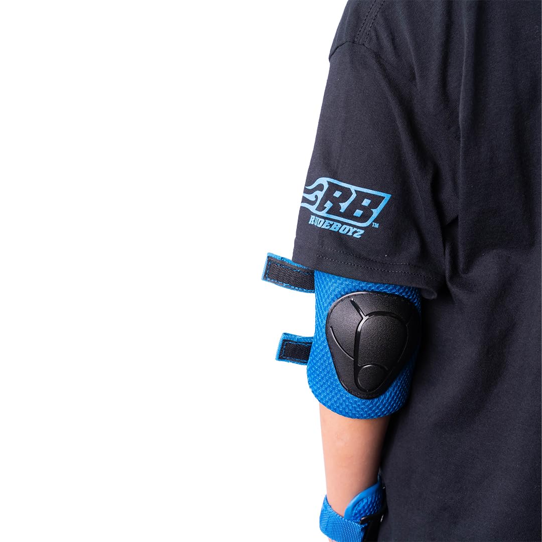 Rude Boyz Kids Skateboard & Bike Helmet Protective Gear Set - Youth Knee Pads, Elbow Pads, Wrist Guards for Boys & Girls - Perfect for Skateboarding, Cycling & Scooter Riding Safety