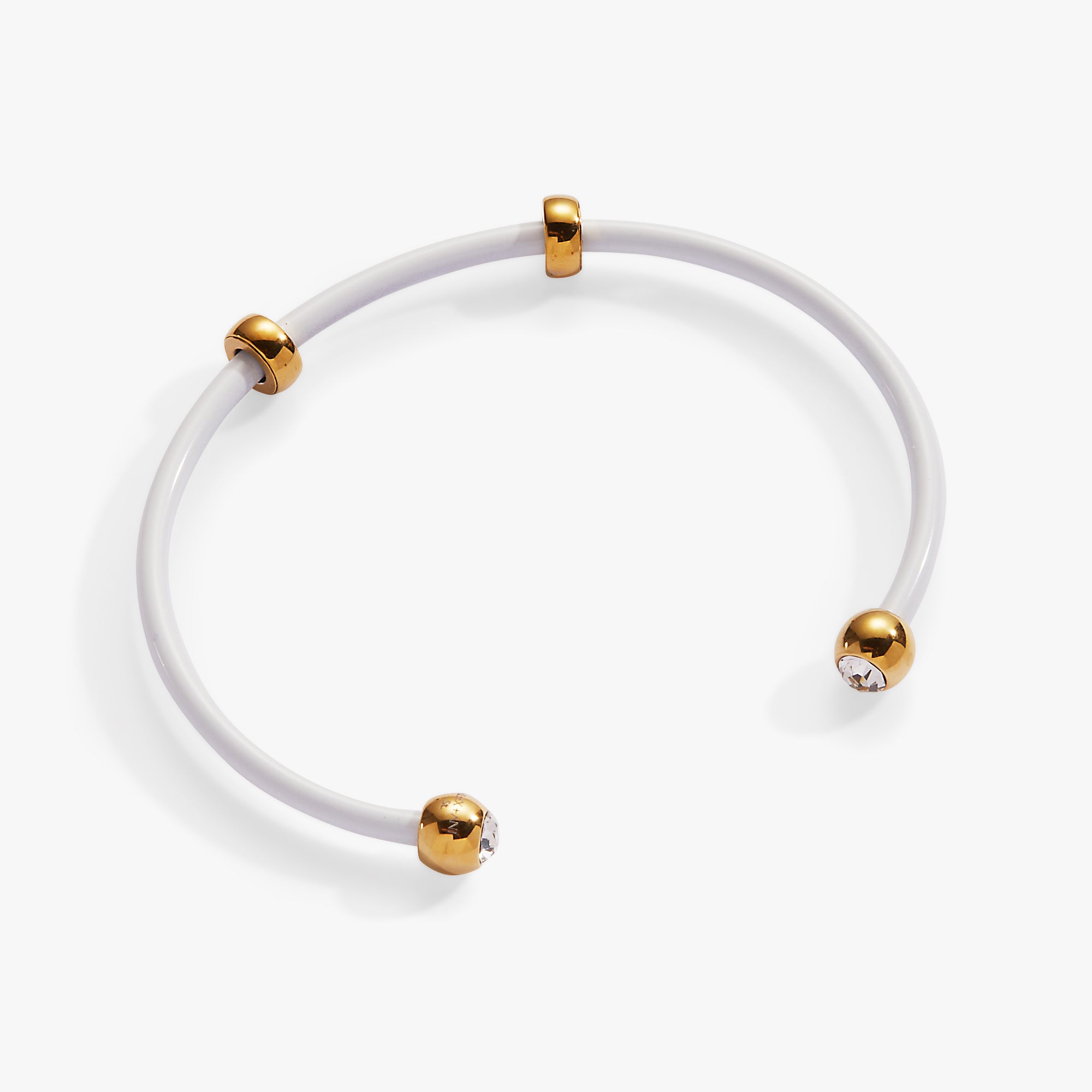 Elegant Bezel Stone Enamel Cuff Bracelet in White - Perfect for Women's Fashion Accessories & Special Occasions