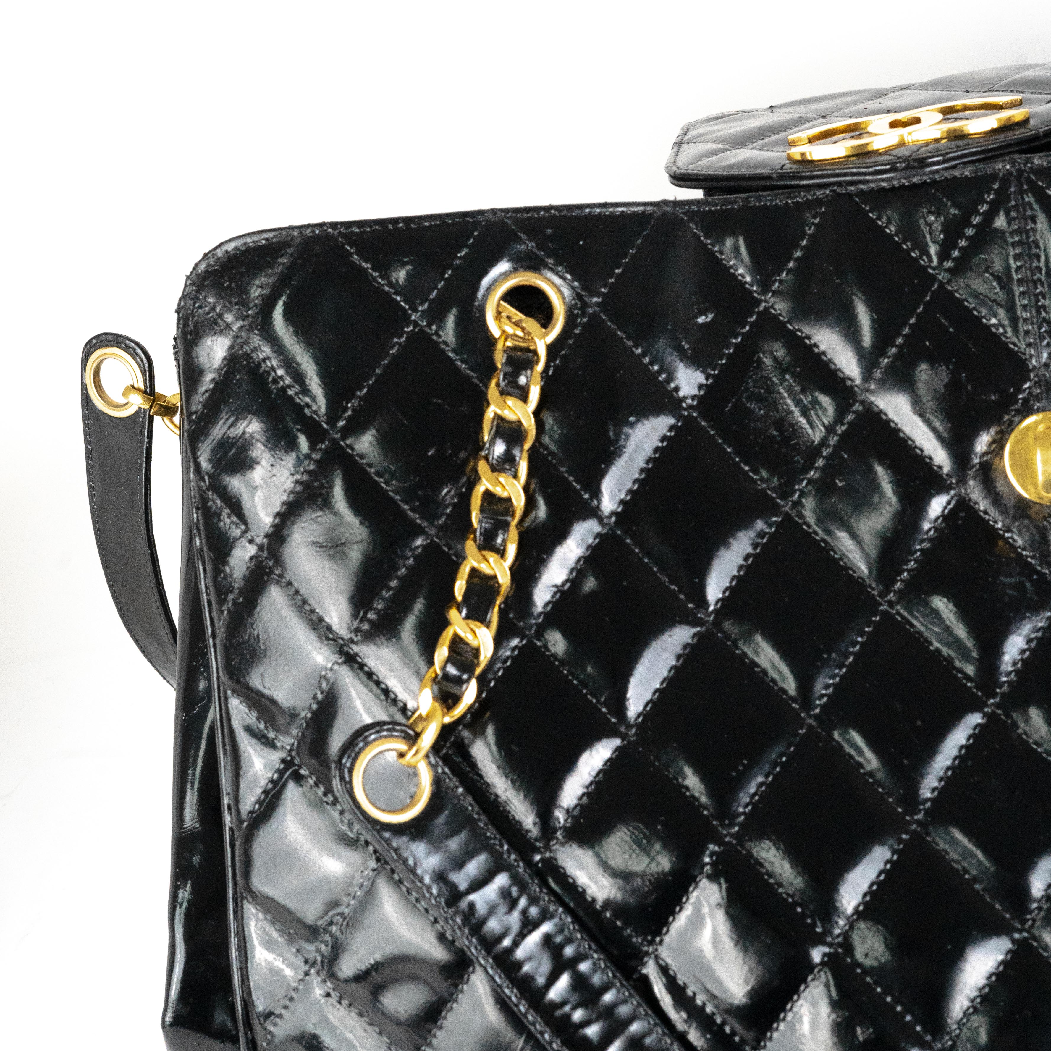 Chanel Supermodel Patent Leather Tote Bag - Black Luxury Handbag for Women | Perfect for Work, Travel & Everyday Use