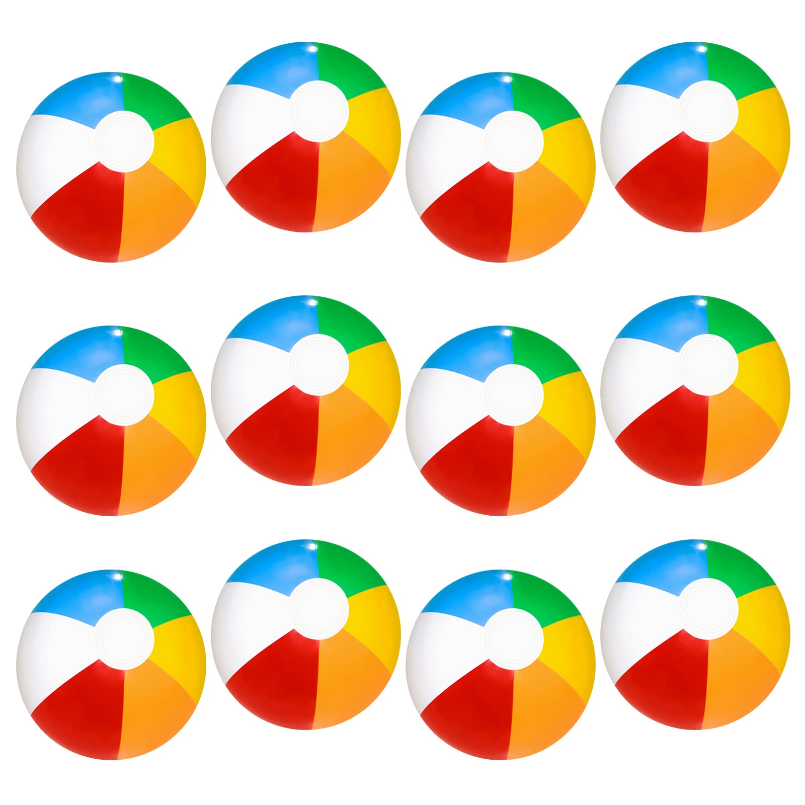 SEEROOTOYS 12 Pack Rainbow Beach Balls - 12/16 Inch Inflatable Swimming Pool Toys for Kids, Summer Water Games, Birthday Party Supplies | Perfect for Beach, Pool, Backyard Fun & Outdoor Activities