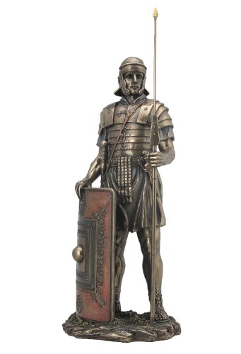 Authentic Roman Soldier Statue with Javelin & Shield - Handcrafted Historical Sculpture for Home Decor, Office Display, and Ancient Rome Collection