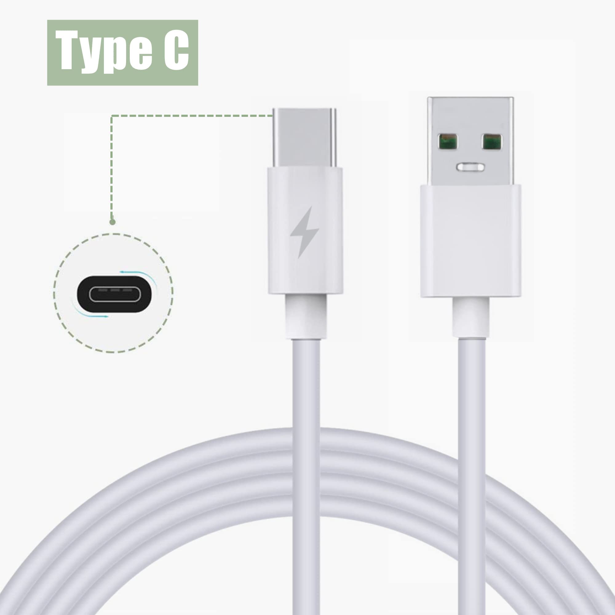 CJP-Geek 3.3ft White 5A Fast Charging USB-C Cable - Compatible with LG K10/K4/K7/K8/Leon/Lucid/Mach/Nexus 4/5/5X - High Speed Data Sync & Power Delivery - Perfect for Home, Office & Travel Charging