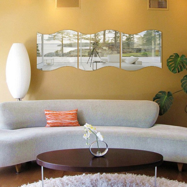 3PCS DIY Removable Wall Mirror Stickers - Self-Adhesive Vinyl Wall Art Decor for Home, Bedroom, Bathroom & Living Room - Easy Peel & Stick Design for Stylish Interior Makeover