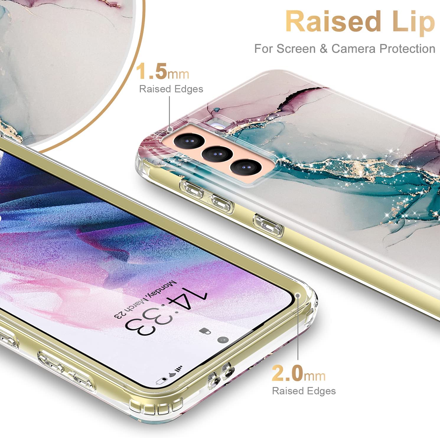 Samsung Galaxy S21 Rugged Shockproof Case with Marble Design - Durable Protection for Outdoor, Travel & Daily Use
