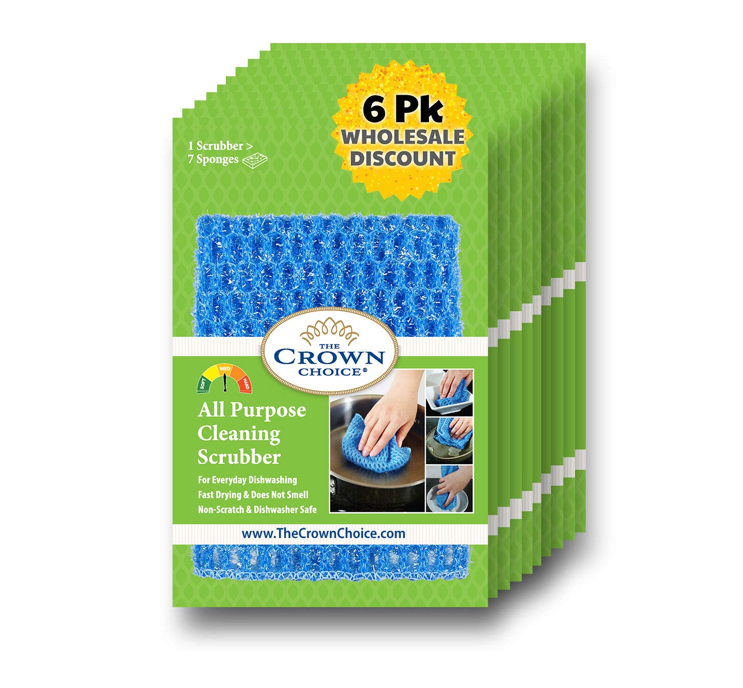 6 Pack Non-Scratch Dish Scrubbers - Reusable Kitchen Sponges for Washing Dishes | Durable Household Cleaning Pads | Gentle on Cookware & Pans | Perfect for Daily Dishwashing, Pots, Pans & Non-Stick Cookware