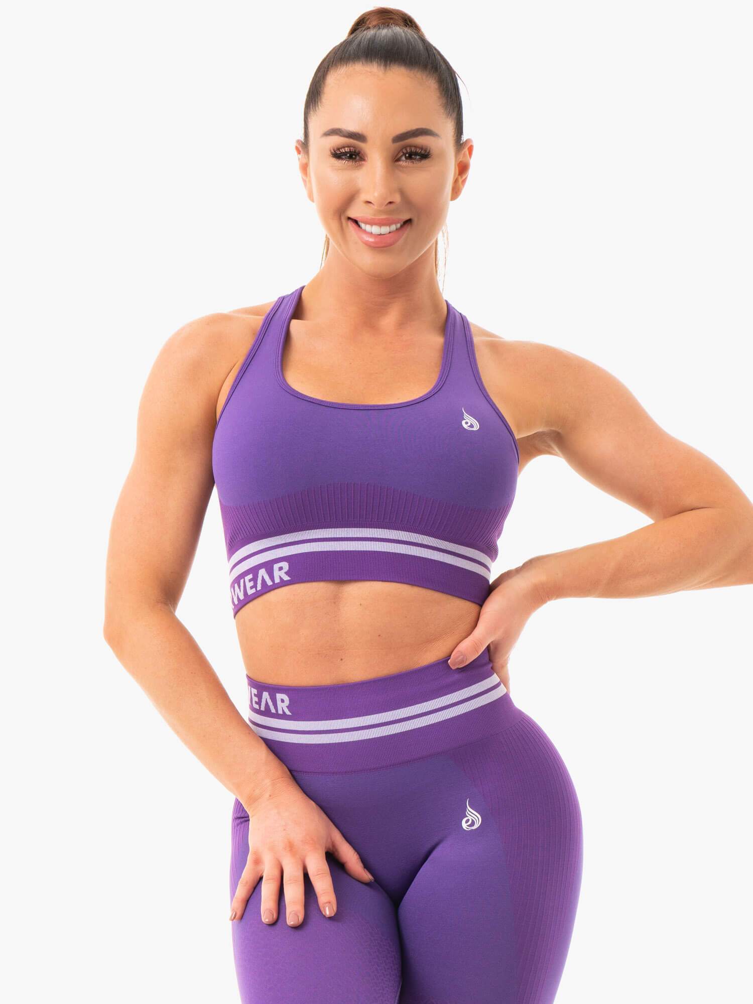 Freestyle Seamless Longline Sports Bra for Women - Purple Workout Top for Yoga, Running & Gym - Breathable High Support Athletic Bra