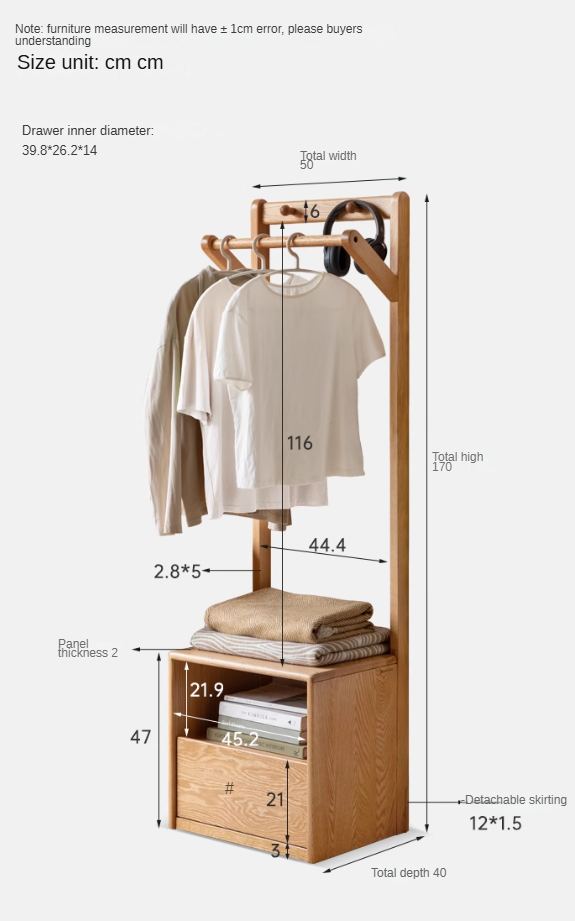 Nordic Solid Wood Clothes Rack - Oak & Birch Floor Storage Organizer for Bedroom, Closet, and Entryway