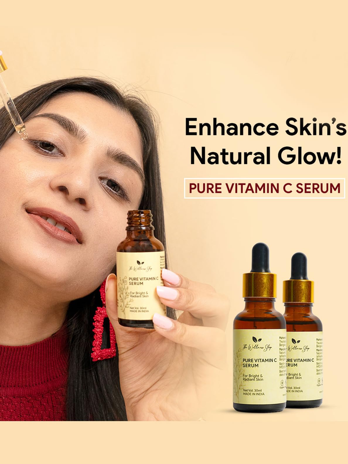 Organic Turmeric Facial Wax Powder 100g - All Natural, Painless Hair Removal in 5 Minutes, No Chemicals, No Irritation for Sensitive Skin | Pure Vitamin C Serum 30ml - Brightening & Anti-Aging Facial Treatment for Women | Pack of 2 | Perfect for At-Home Spa & Beauty Routine