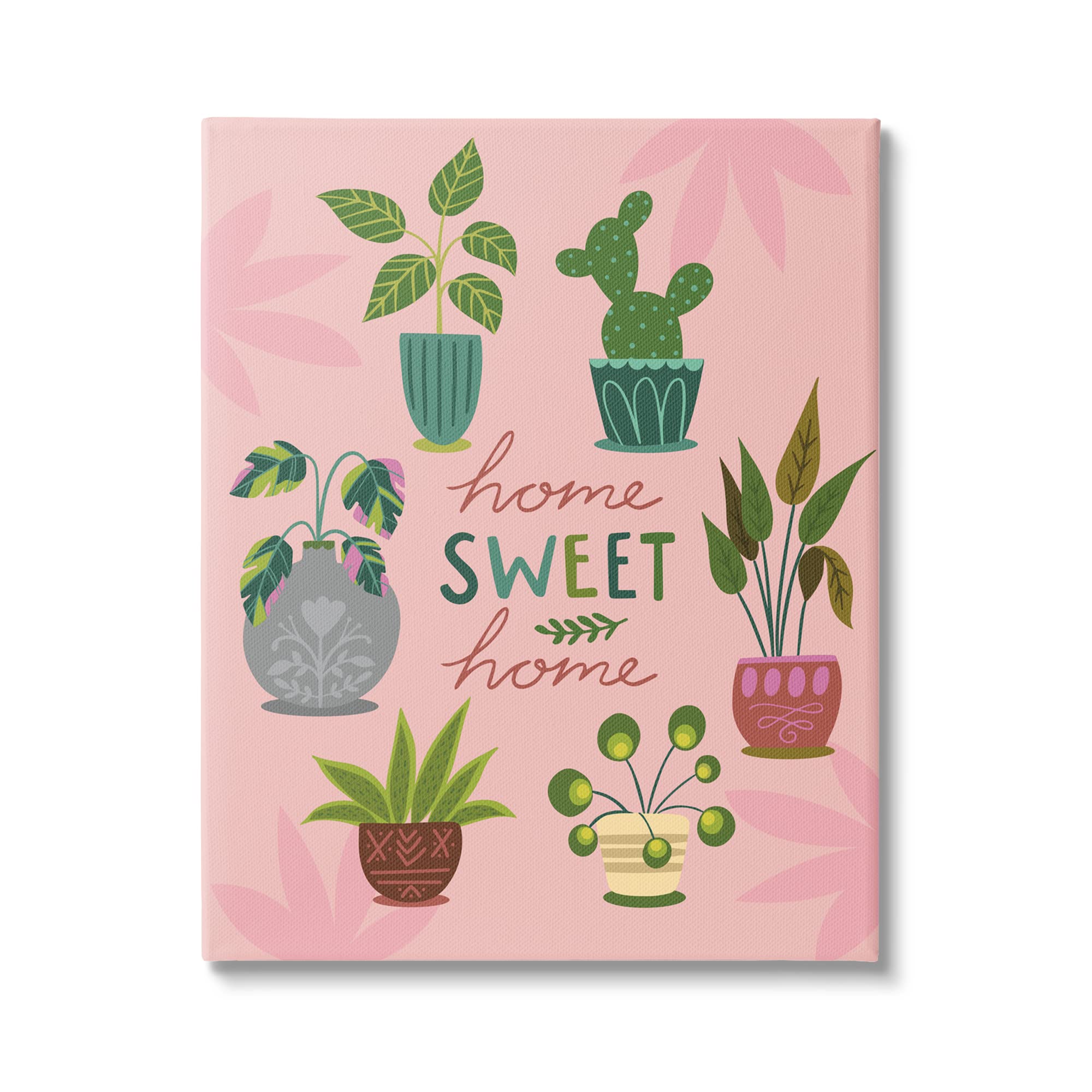Stupell Industries Home Sweet Home Charming Potted House Plants - Louise Allen Design | Perfect for Living Room Decor, Housewarming Gifts & Indoor Plant Lovers