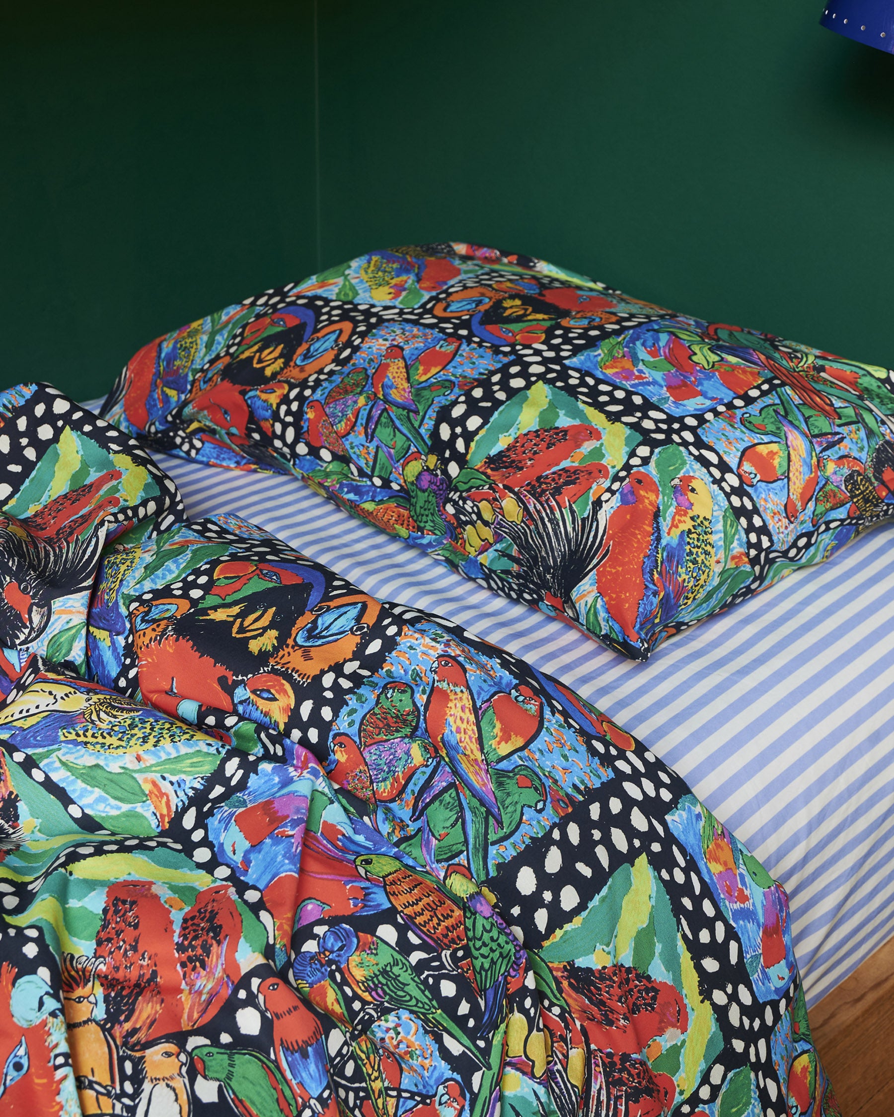 Kip&Co x Jenny Kee Parrots & Cockatoos Organic Cotton Pillowcase Set - Soft & Hypoallergenic Bedding for Kids & Adults - Perfect for Nursery, Guest Room & Bohemian Home Decor