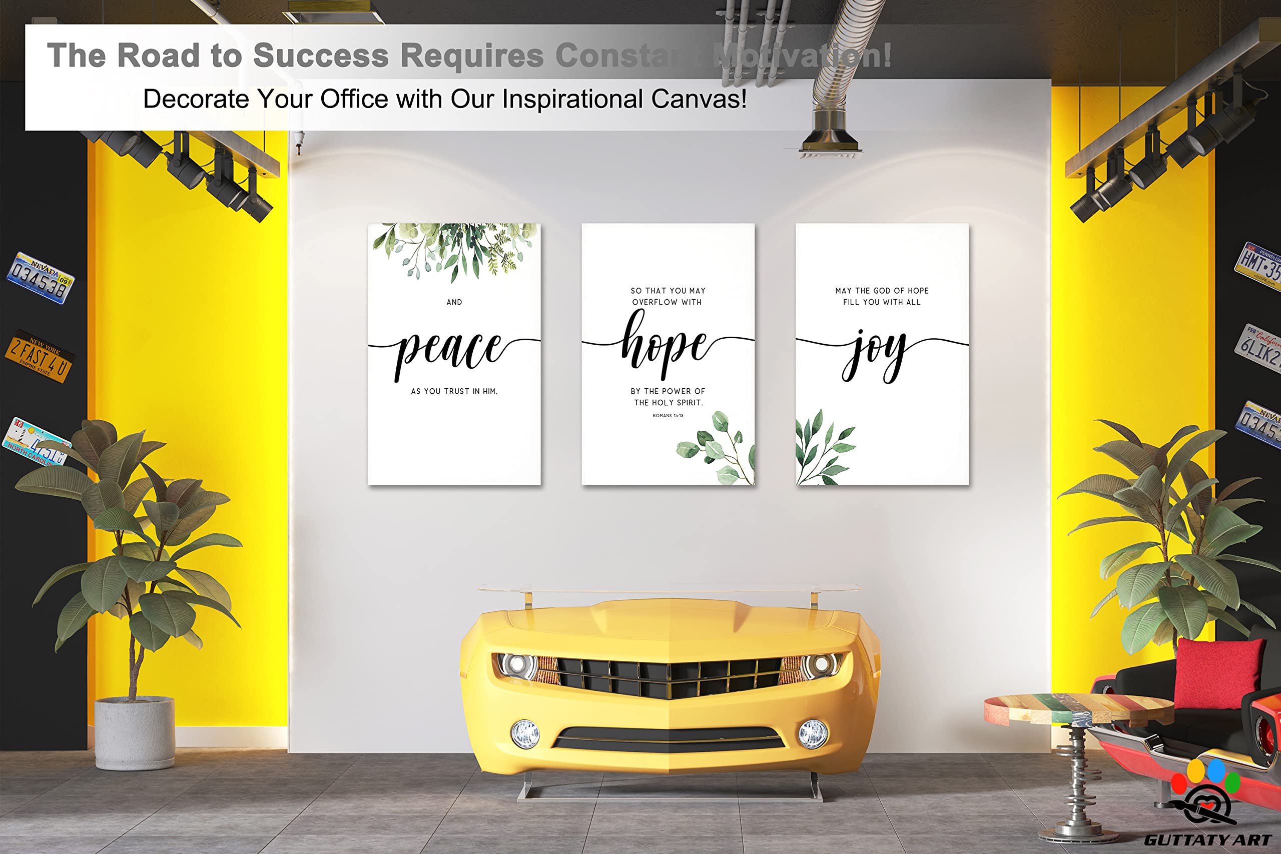 3-Panel Motivational Wall Art for Office & Home Decor - Turquoise Inspirational Quotes Canvas Prints (20”x30”x3Pcs) - Positive Words Poster with Hope, Trust & Faith Themes - Perfect for Office, Living Room & Workspace Wall Decor