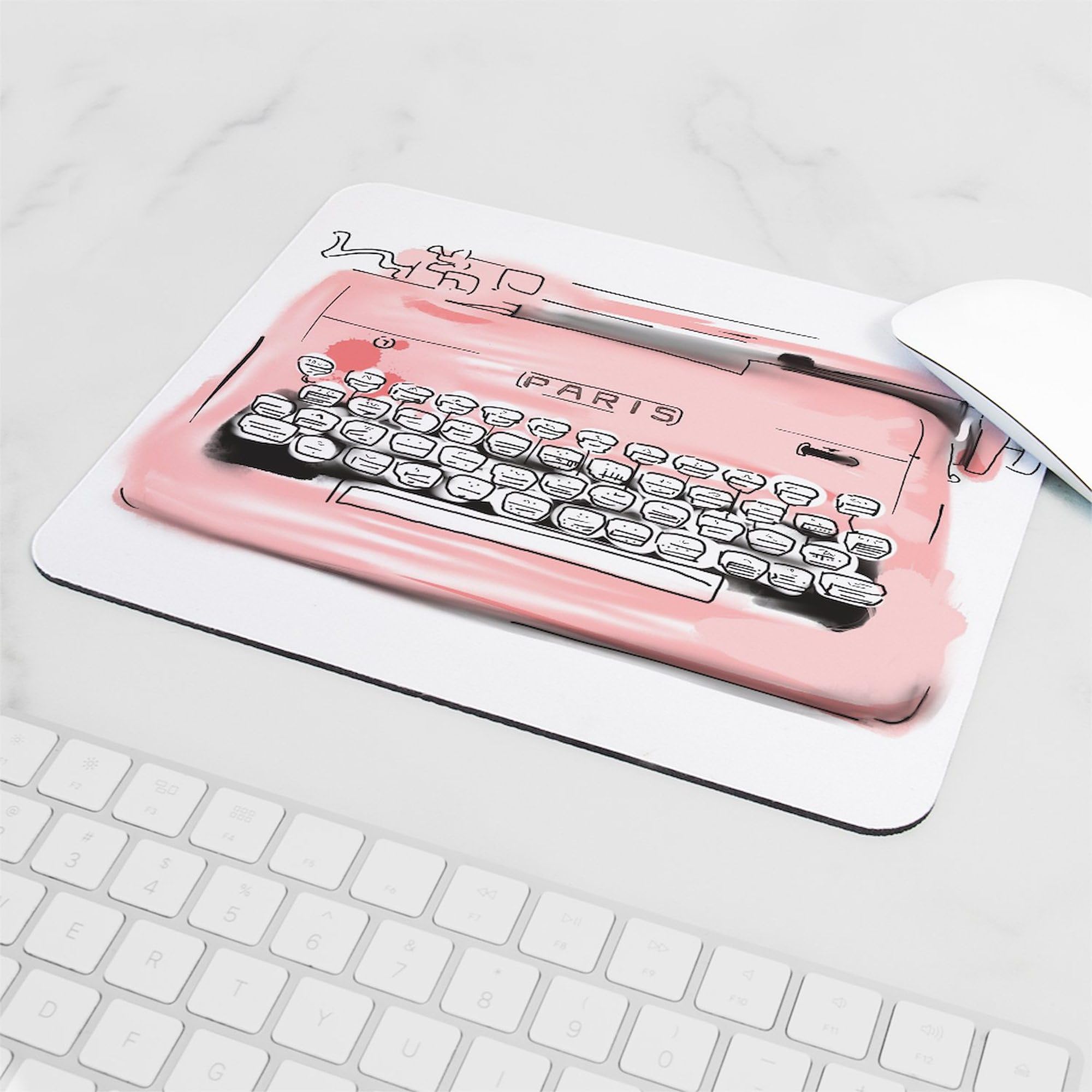 Non-Slip Rubber Gaming Mousepad with Paris Typewriter Design - Perfect for Office, Home & Gaming Setup | CafePress