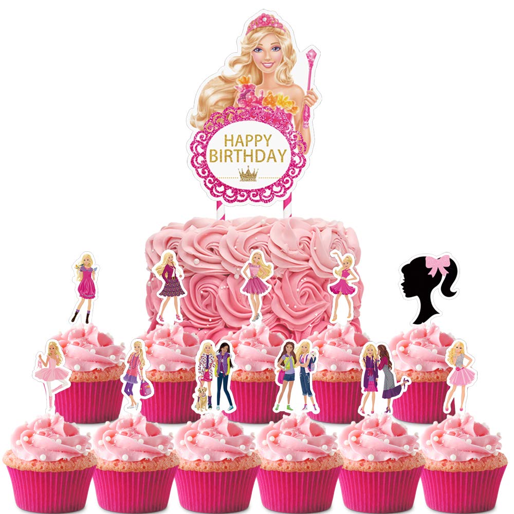 Girls Birthday Cake Toppers - Happy Birthday Cupcake Decorations for Girls, Party Supplies & Cake Decor Favors | Perfect for Birthday Cakes, Cupcakes & Party Decorations