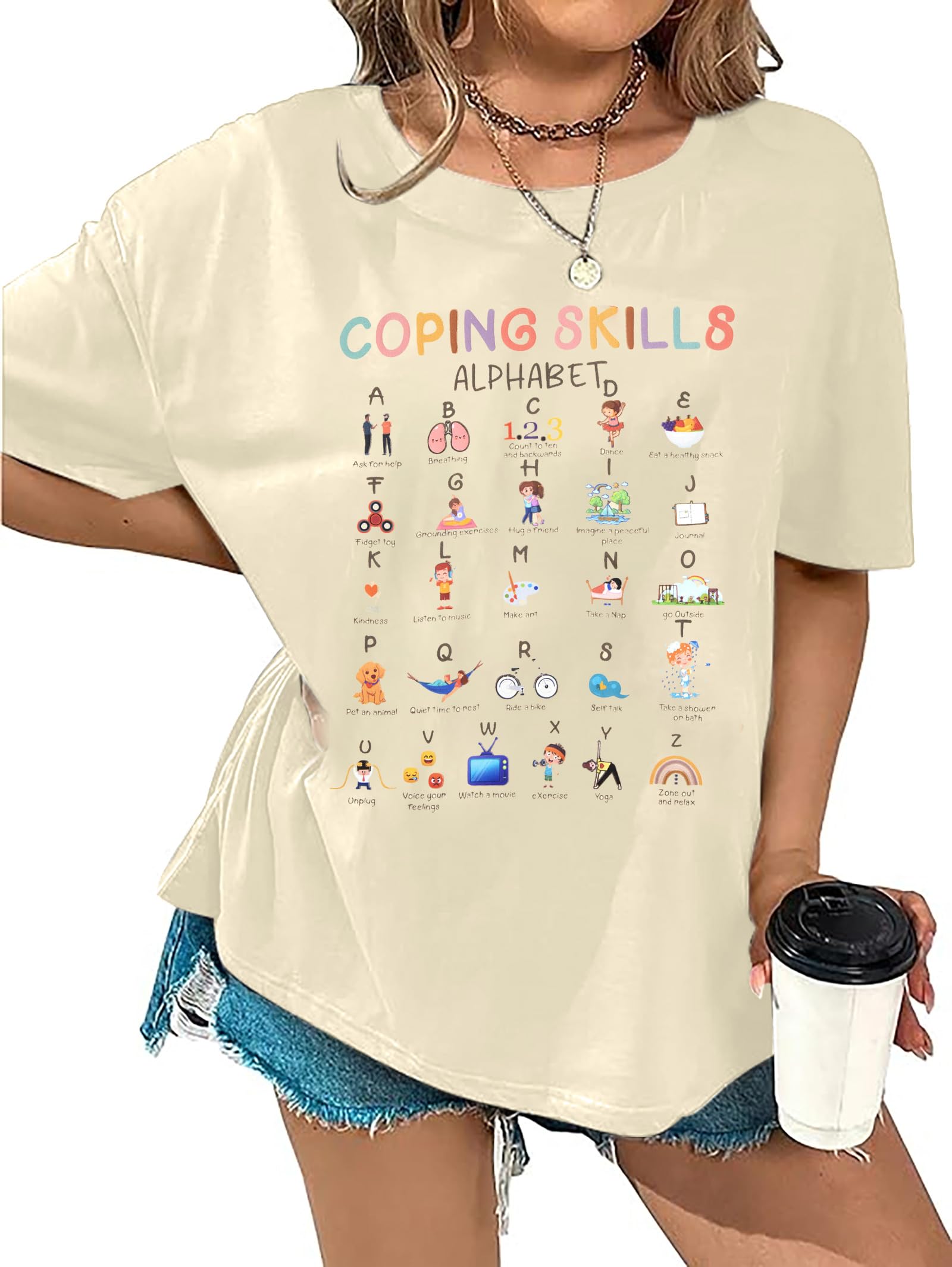 Teacher Shirts - Women's Mental Health Awareness & Coping Skills Tee for Social Workers