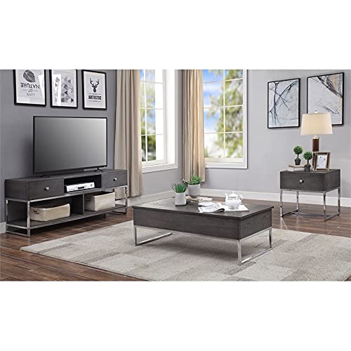 Acme Iban Lift Top Coffee Table - Gray Oak & Chrome Finish - Modern Living Room Furniture for Small Spaces & Storage Solutions