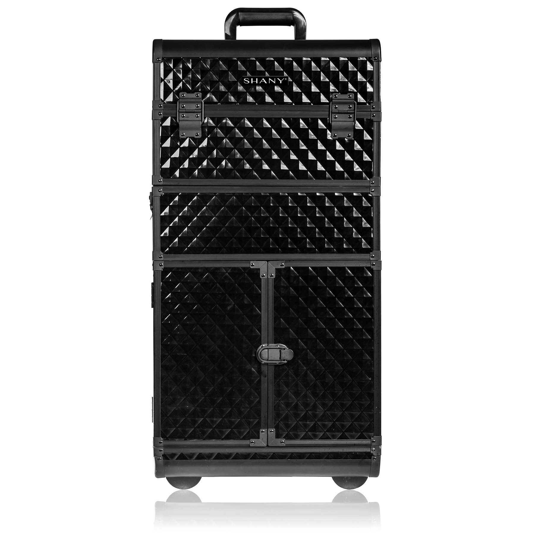 SHANY REBEL Series Pro Makeup Artists Rolling Train Case - Professional Trolley Makeup Case with Wheels - Curious Black Cat Design - Perfect for Travel, Salon & On-Set Makeup Artists