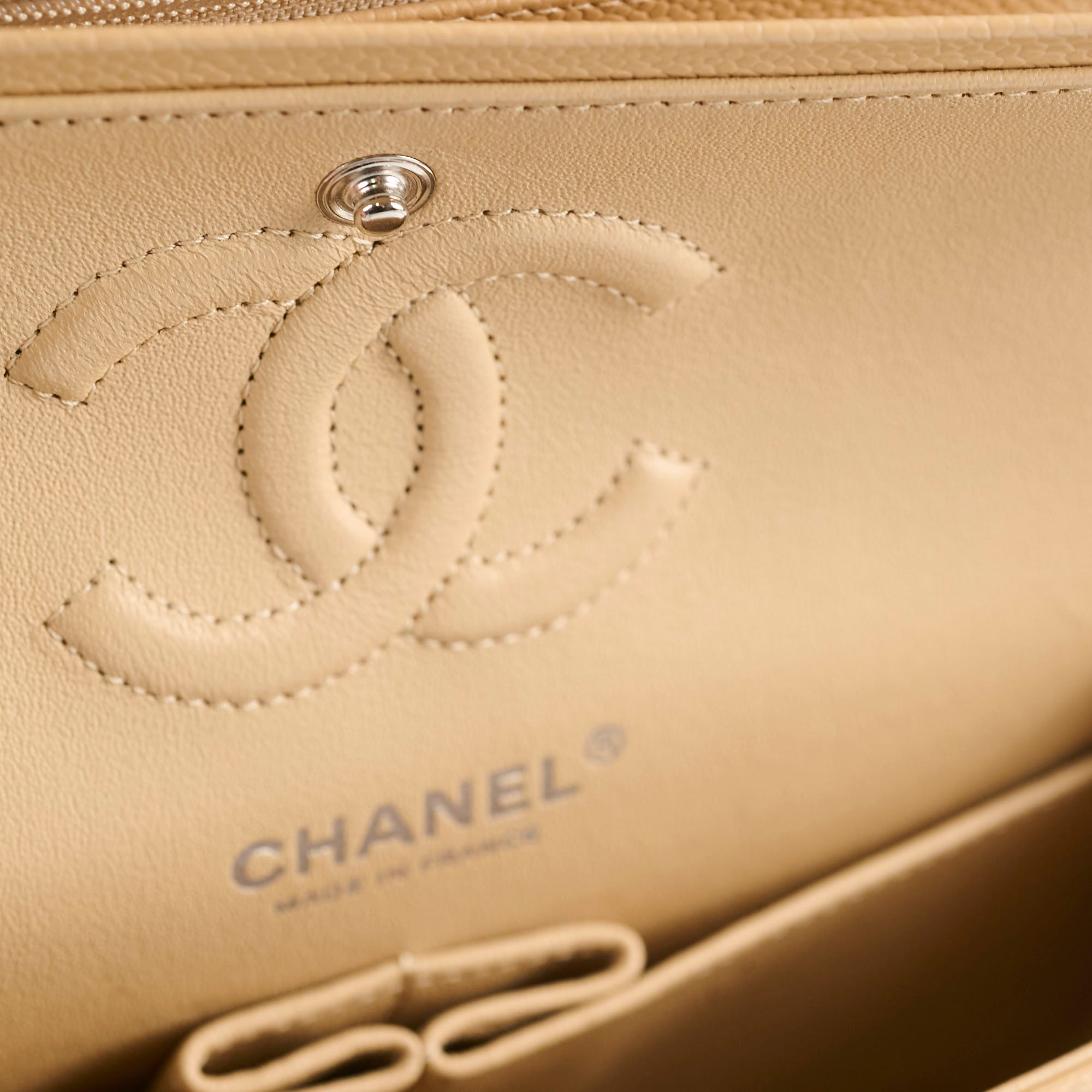 Chanel Small Caviar Double Classic Flap Bag Beige Clair - Luxury Designer Handbag for Women, Perfect for Parties, Dating & Special Occasions