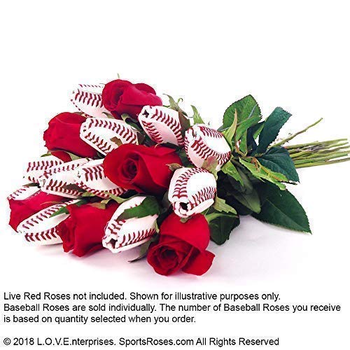 Premium Baseball Rose Bouquet (Pack of 6) - Real Touch Artificial Flowers for Home Decor, Wedding Centerpieces, and Sports-Themed Gifts