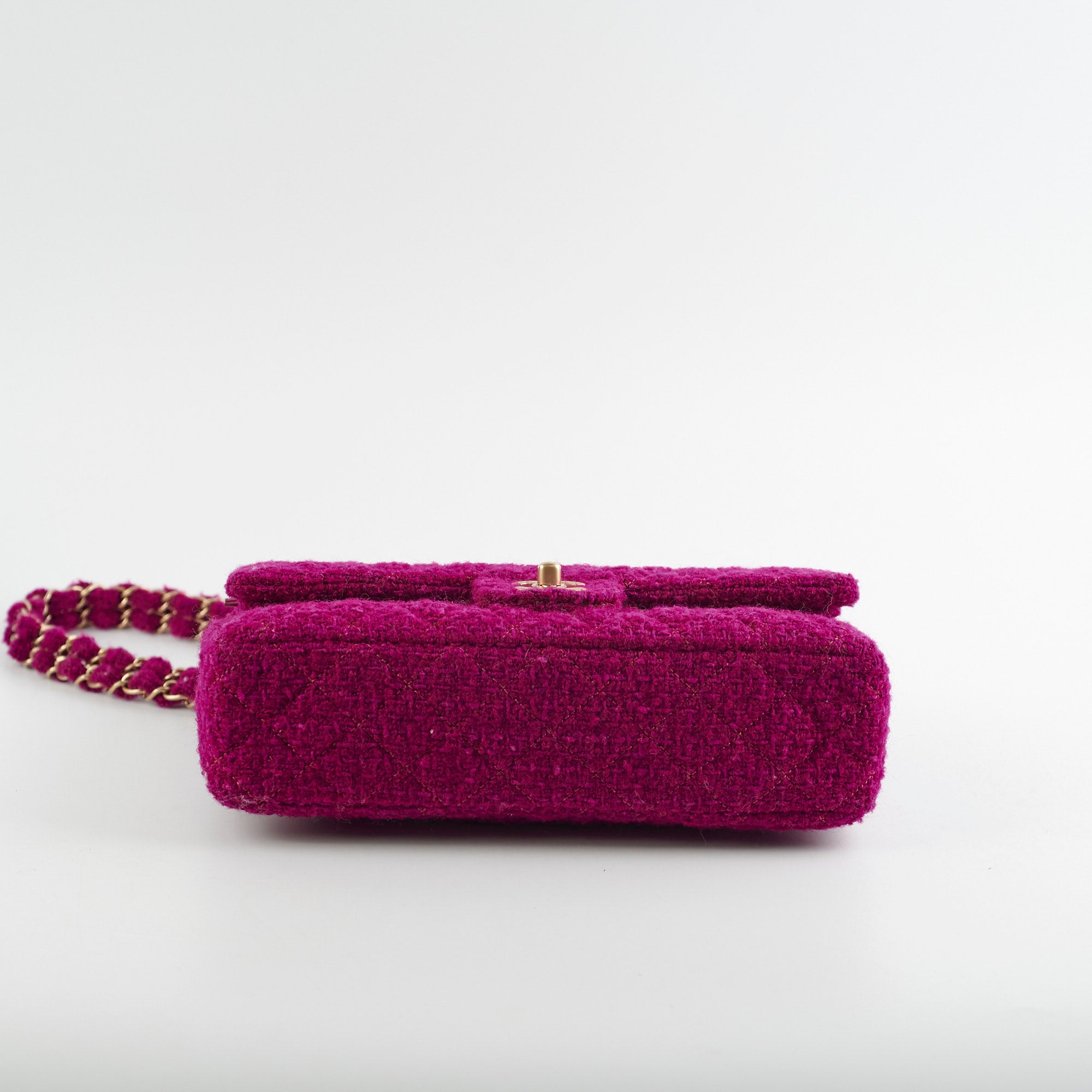 Chanel M/L Tweed Purple Classic Flap Shoulder Bag - Luxury Designer Handbag for Women | Perfect for Parties, Weddings & Special Occasions