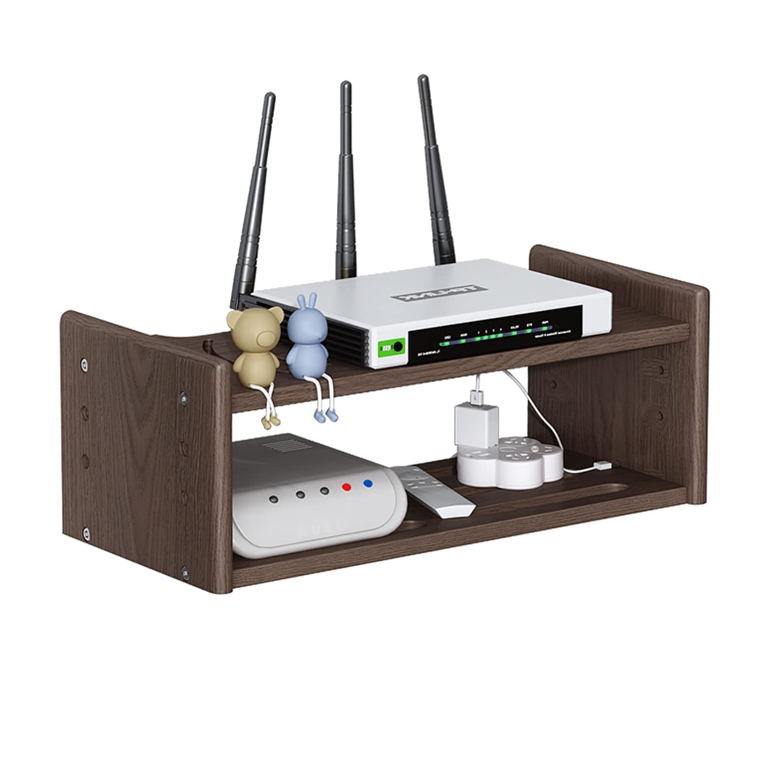 Solid Wood Floating TV Stand with Wall Mounted Router Storage Shelf - Cable Box, DVD Player, DVR & AV Projector Organizer - Perfect for Bedroom & Living Room (40cm) - Space-Saving Home Entertainment Solution